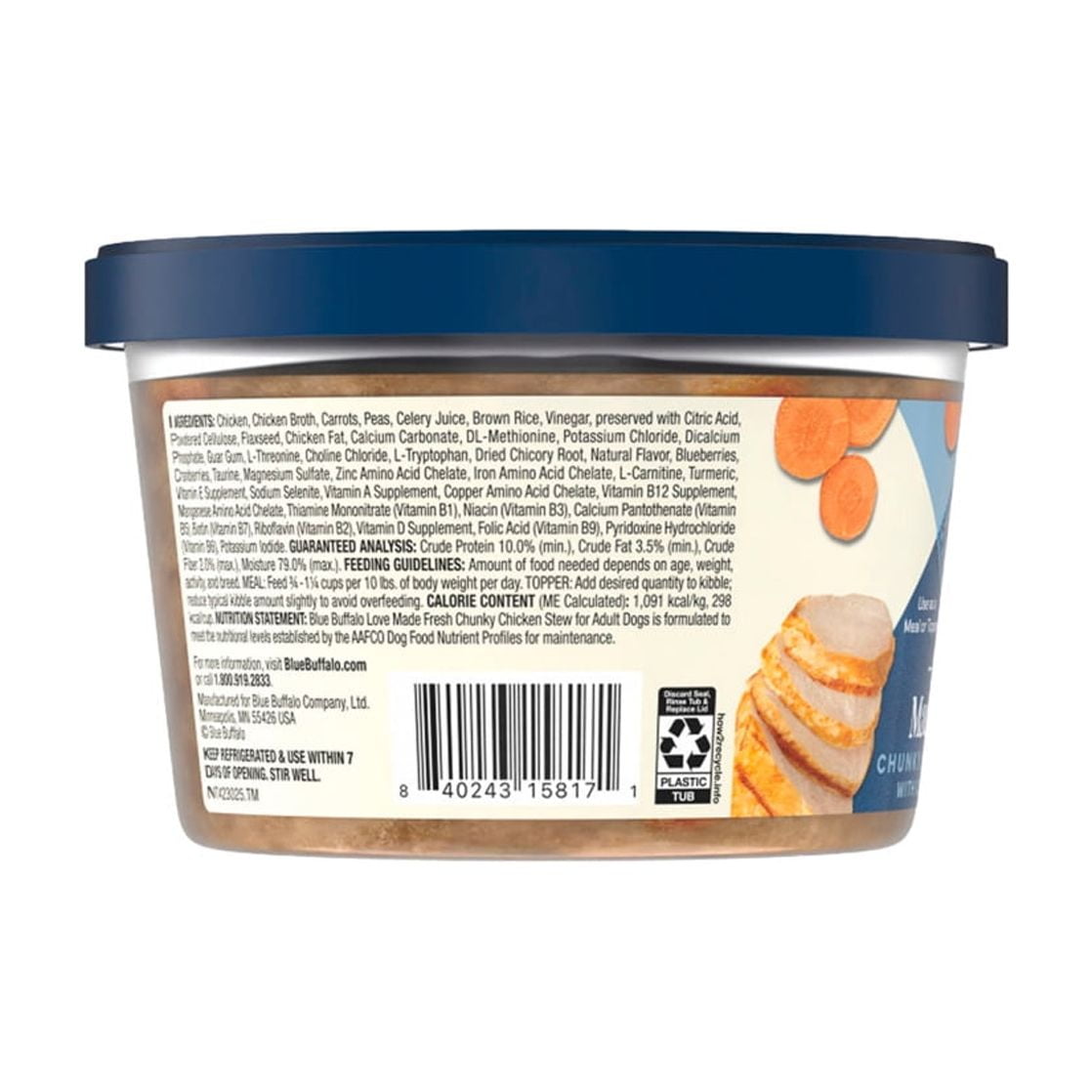 Blue Buffalo Love Made Fresh Dog Food - Refrigerated, Chunky Chicken Stew, 1-lb Tub