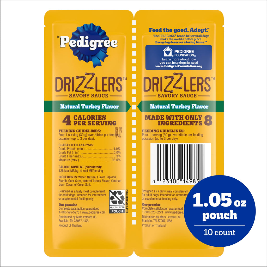 Pedigree Drizzlers Natural Turkey Flavor Savory Sauce Wet Dog - 2.1 oz Twin Pouch