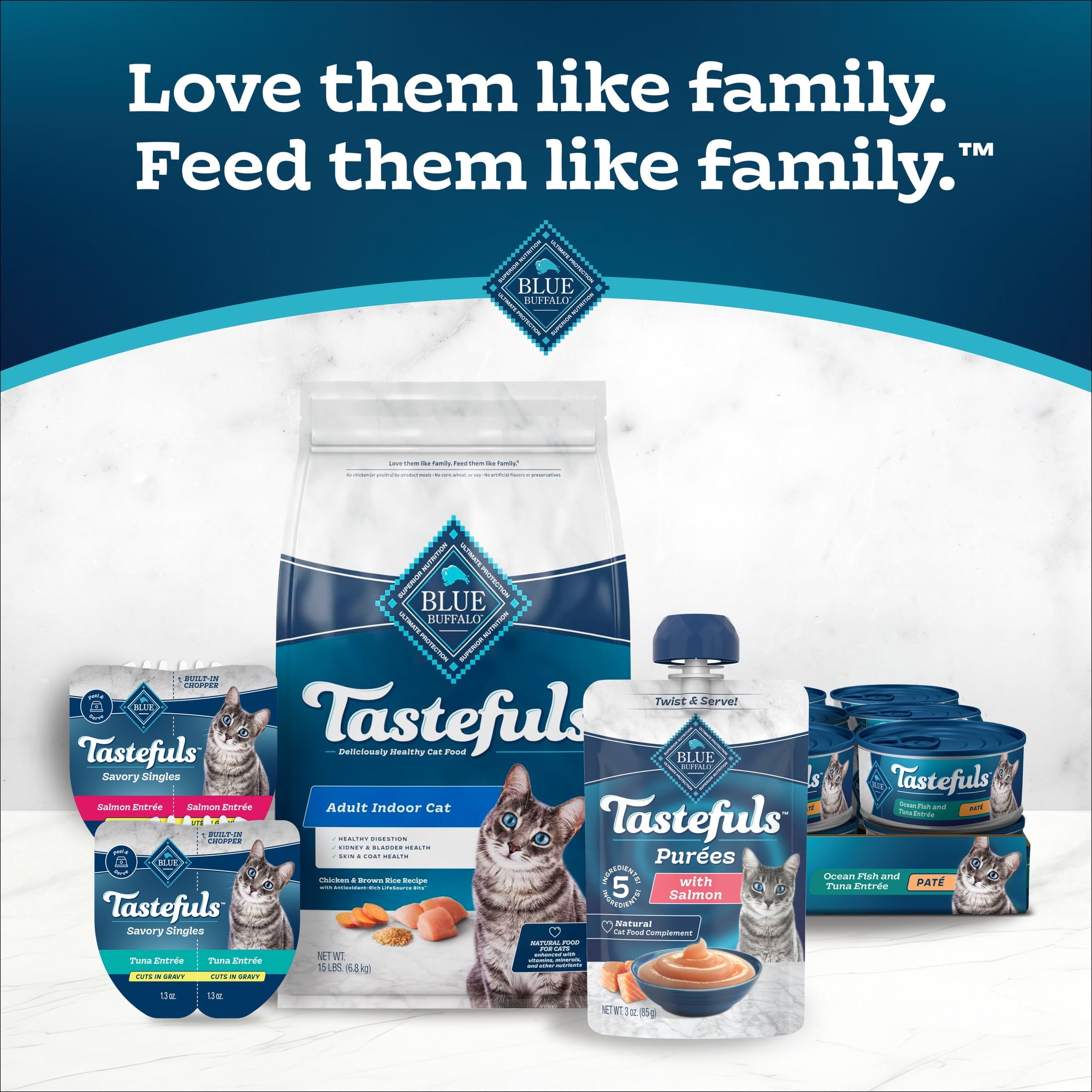 Blue Buffalo Tastefuls Adult Cat Natural Purees - Salmon 3-oz Resealable Twist Cap Pouch
