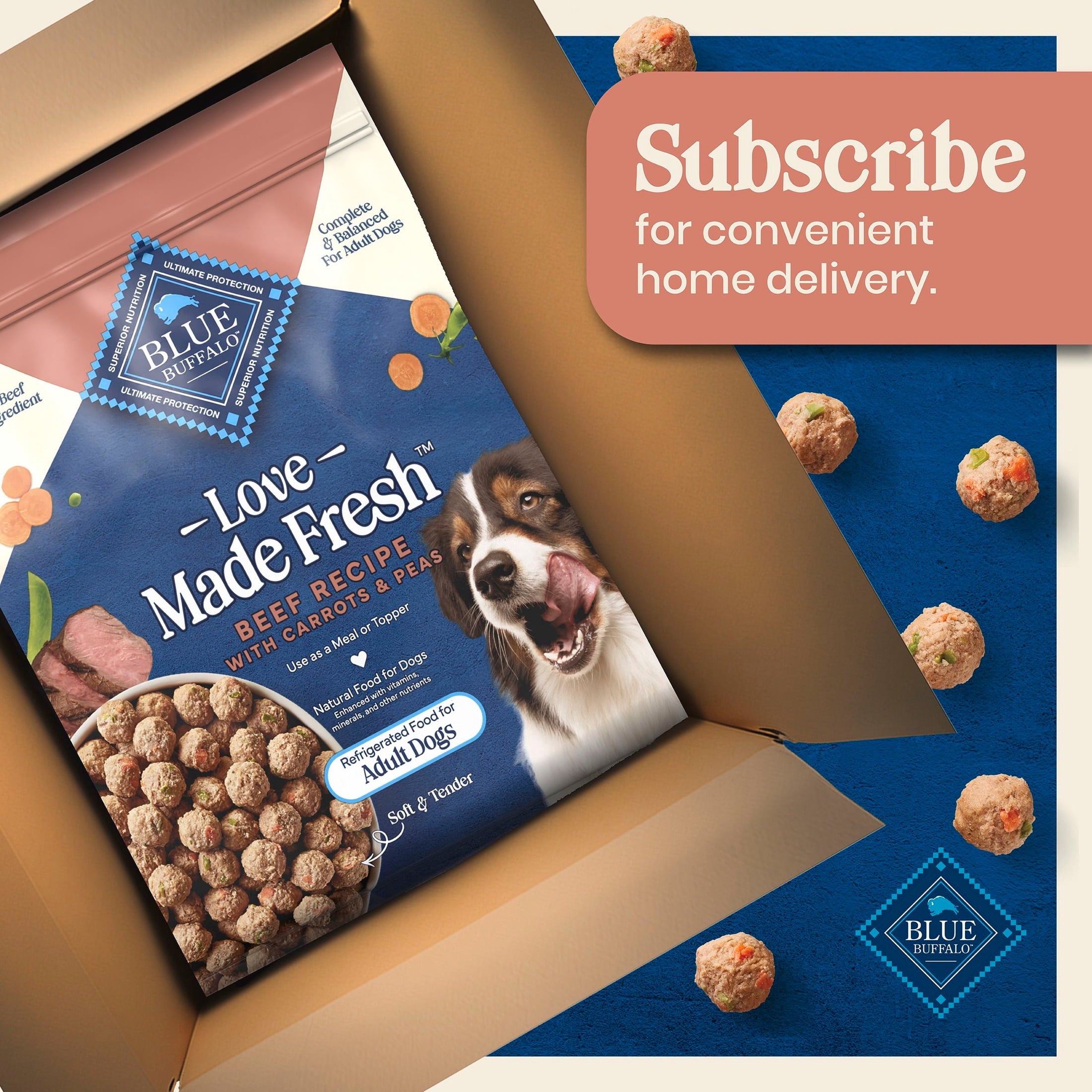 Blue Buffalo Love Made Fresh Dog Food - Refrigerated, Beef Meatball 1.5lb Pouch