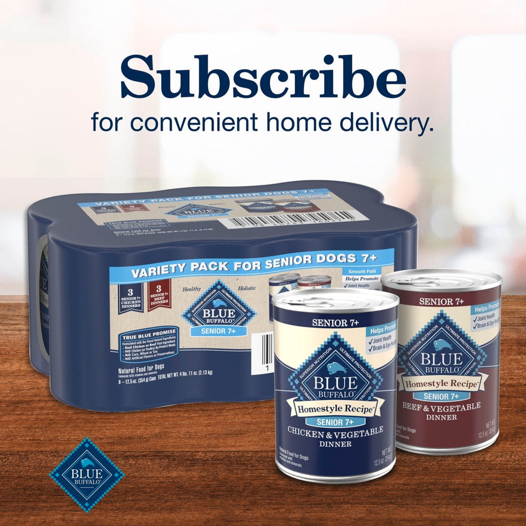 Blue Buffalo Homestyle Senior Beef and Chicken Wet Dog Food Variety 6 Pack - 12.5 oz Cans