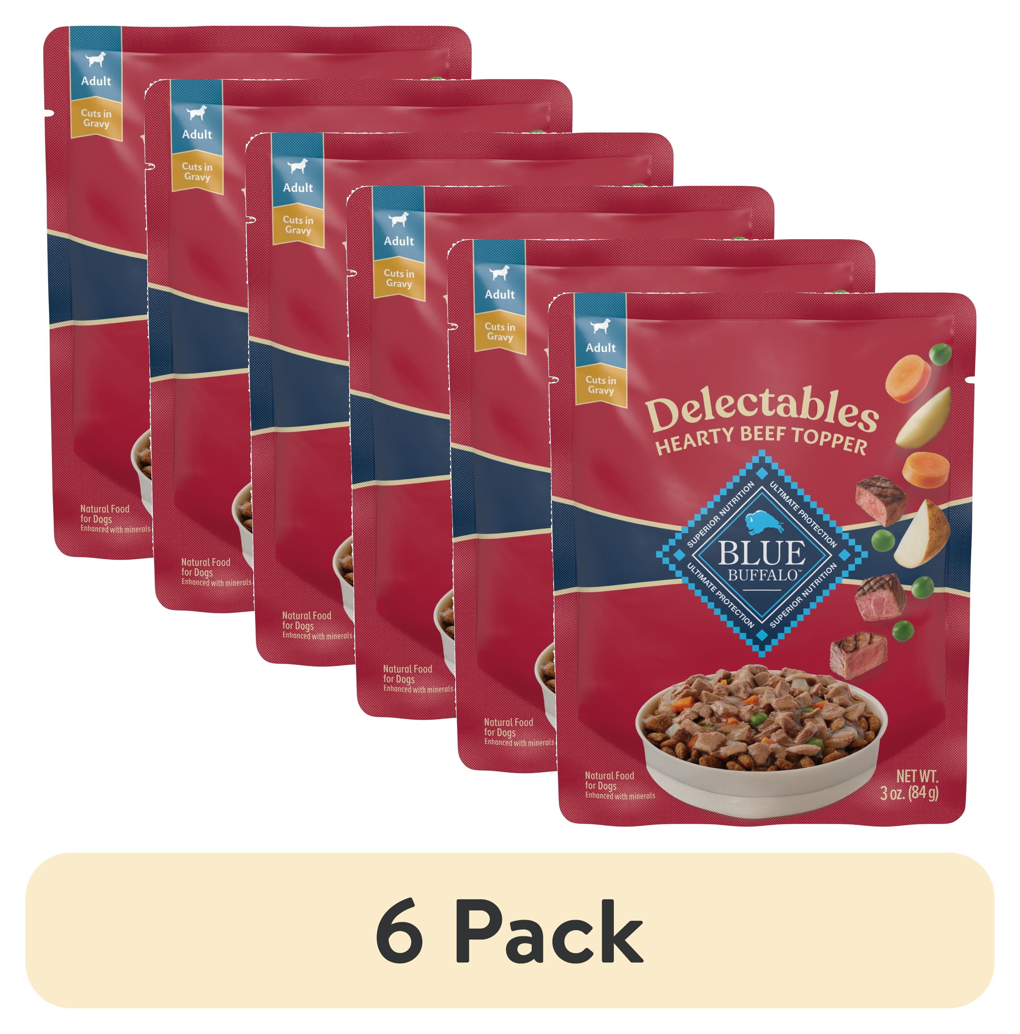 Blue Buffalo Delectables Natural Wet Dog Food Toppers - Hearty Beef, 3-oz Pouch - 6-Pack