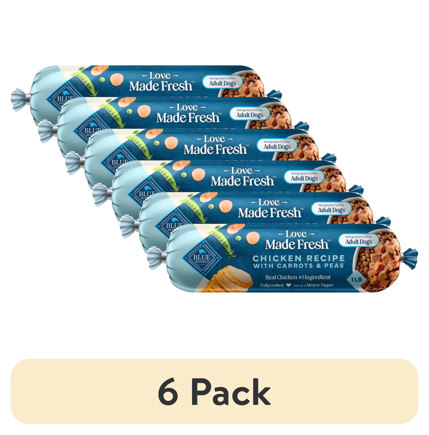Blue Buffalo Love Made Fresh Dog Food - Refrigerated, Chicken Recipe, 1-lb Roll - 6-Pack