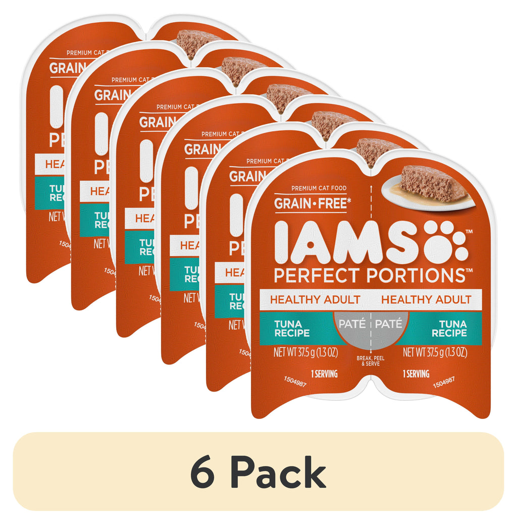 Iams Perfect Portions Pate Tuna Recipe Healthy Adult Cat Food - 2.6 Oz Twin-Pack Tray - 6-Pack