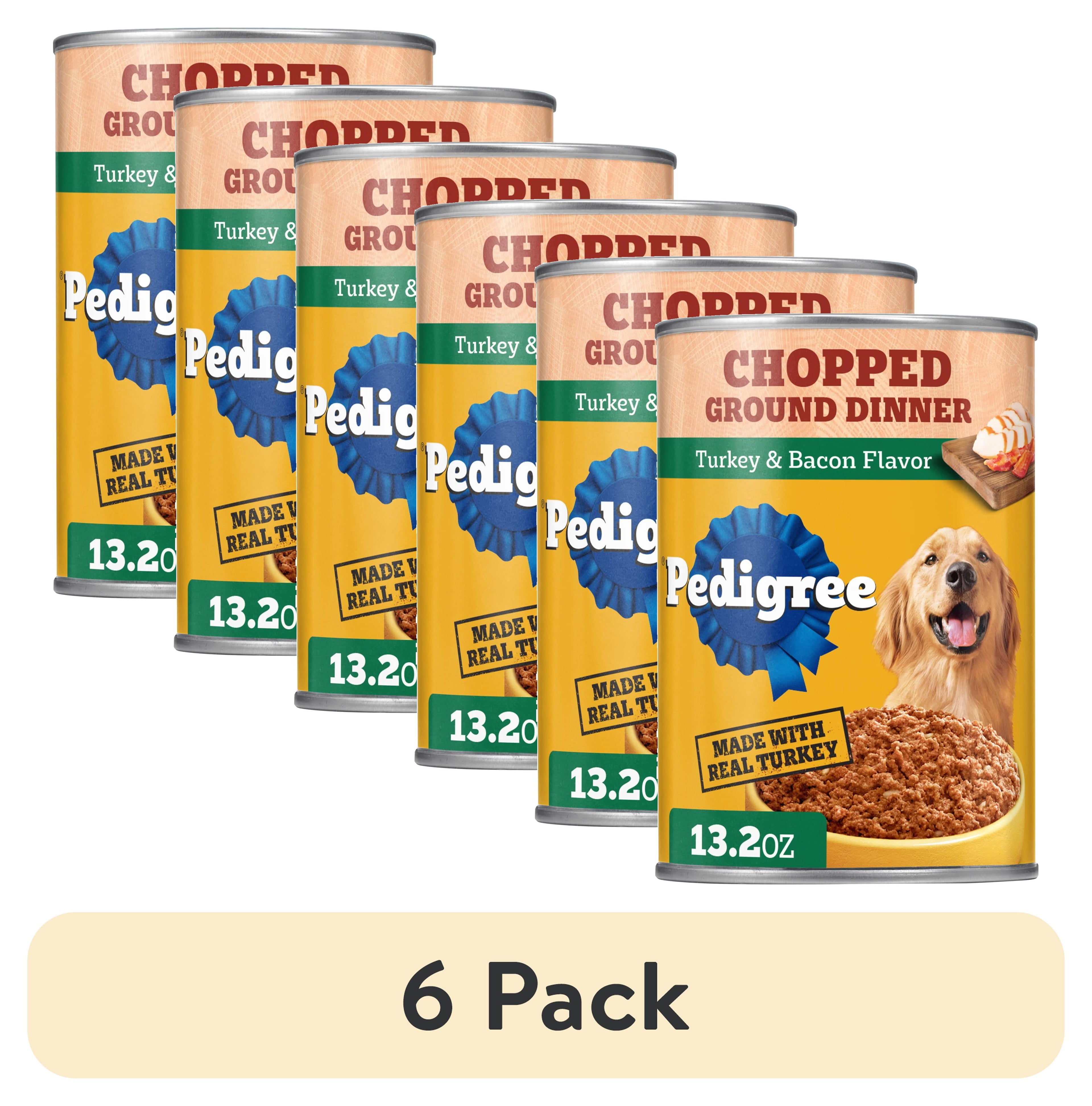 Pedigree Chopped Ground Dinner Turkey & Bacon Flavor Adult Soft Wet Dog Food - (12) 13.2 Oz Cans - 6-Pack