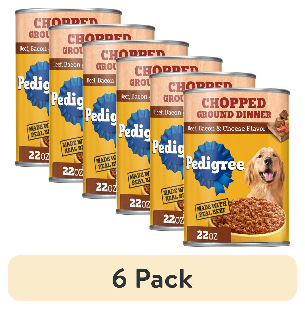 Pedigree Chopped Ground Dinner Beef Bacon & Cheese Flavor Adult Wet Dog Food - (12) 22 Oz Cans - 6-Pack