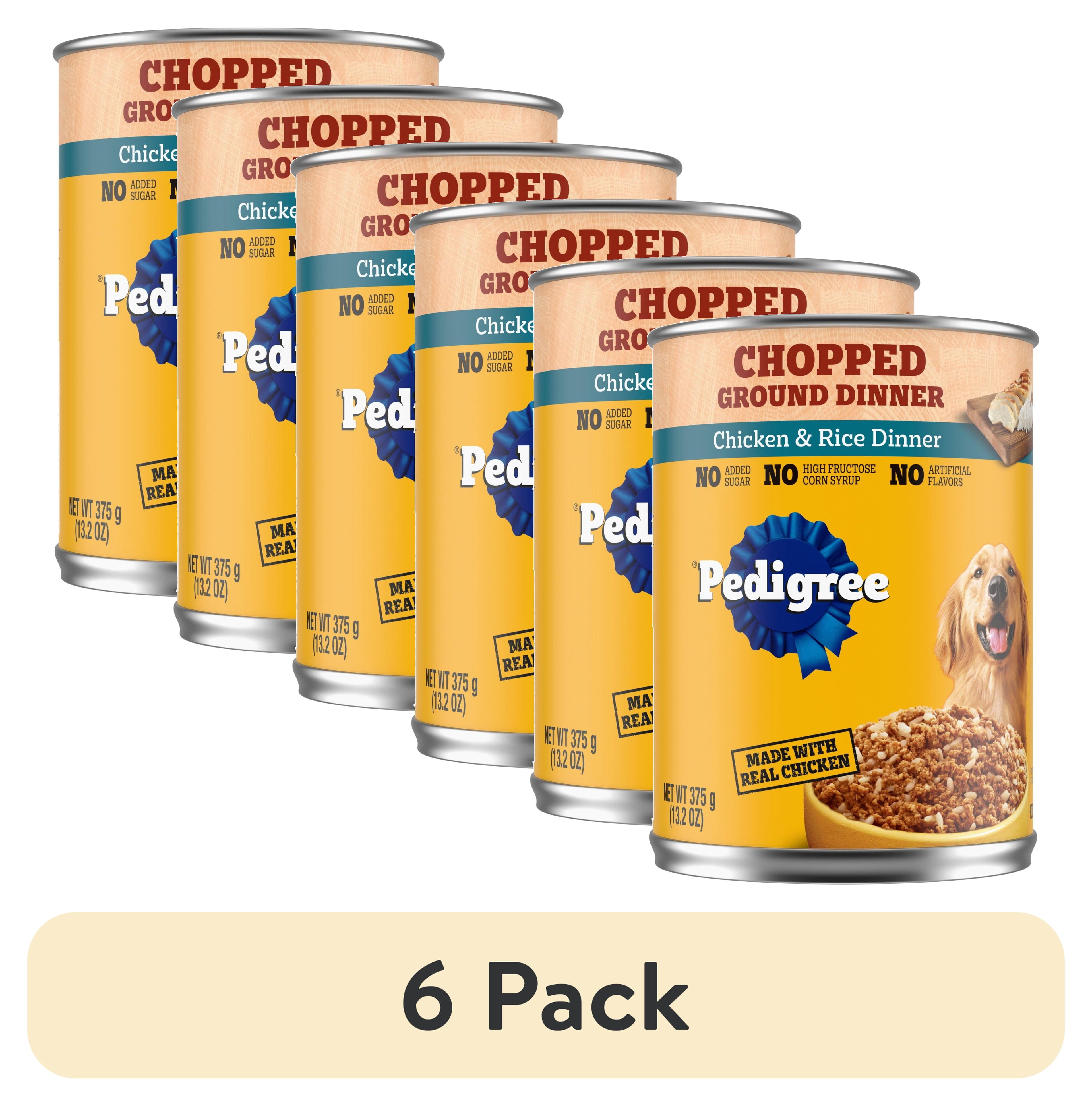 Pedigree Chopped Ground Dinner Chicken & Rice Soft Wet Dog Food - 13.2 oz Cans - 6-Pack