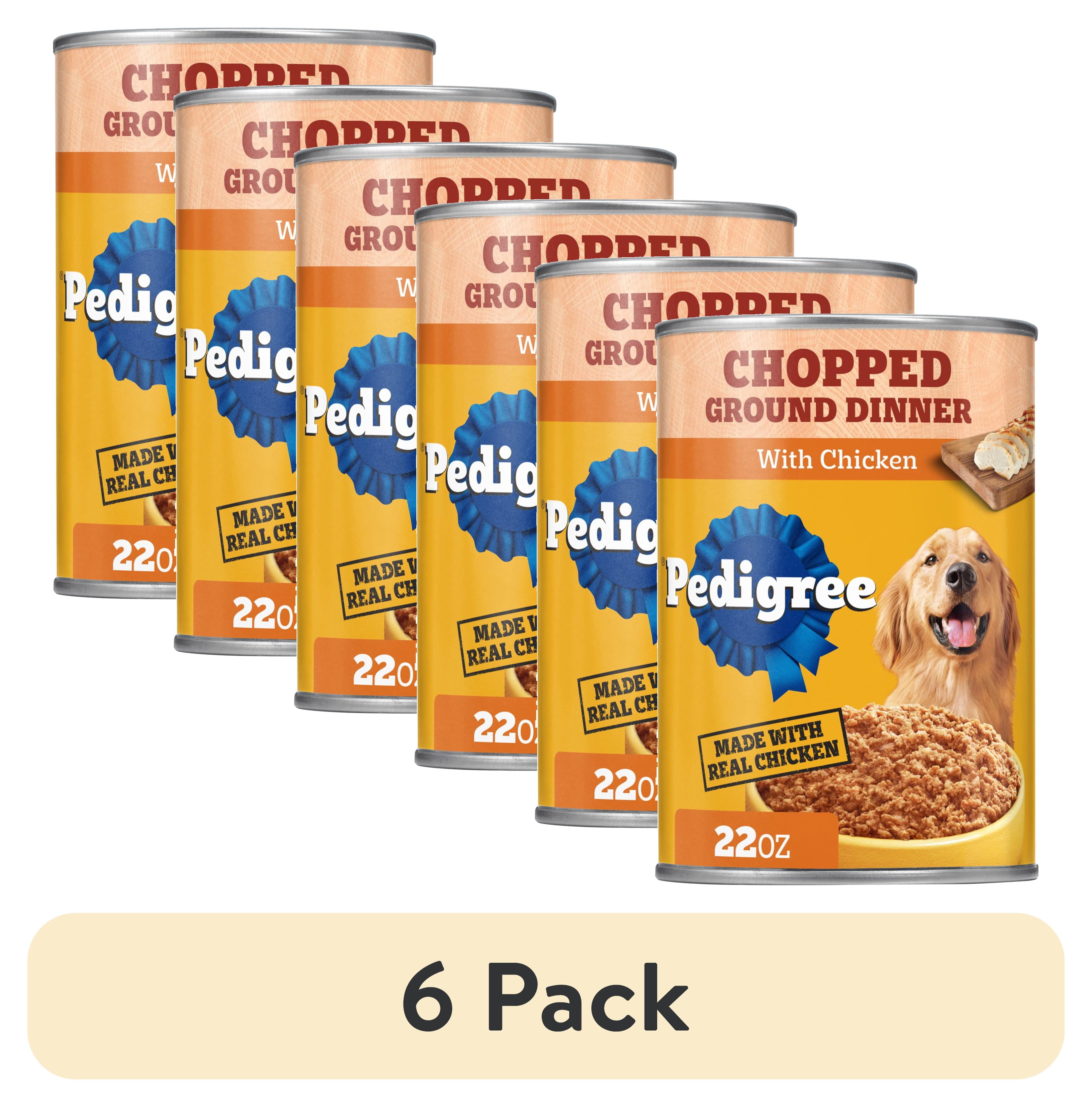 Pedigree Chopped Ground Dinner Wet Dog Food With Chicken - Canned Dog Food, 22 oz. Can - 6-Pack