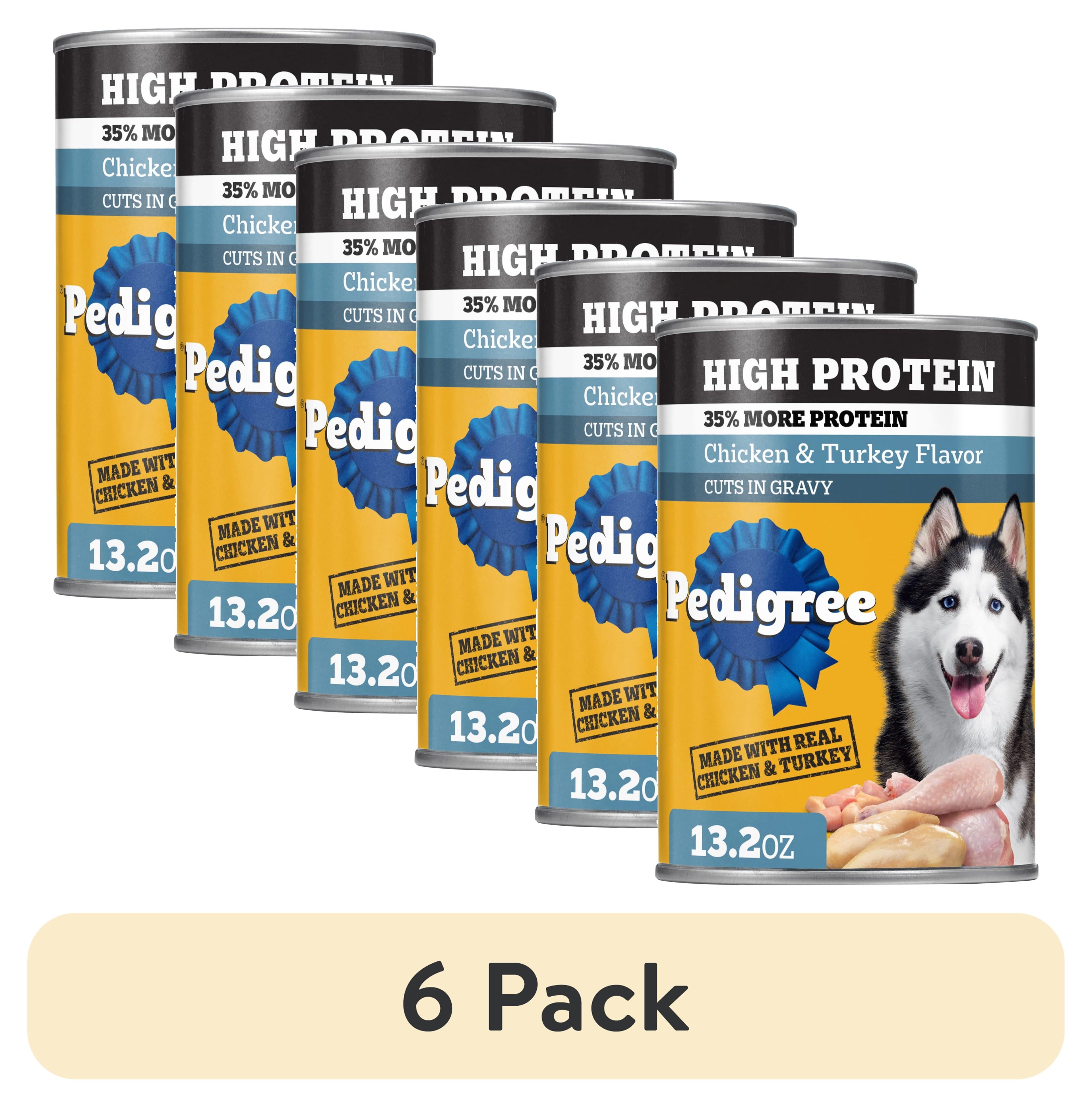 Pedigree High Protein Chicken & Turkey Flavor In Gravy Adult Soft Wet Dog Food - (12) 13.2 oz Cans - 6-Pack