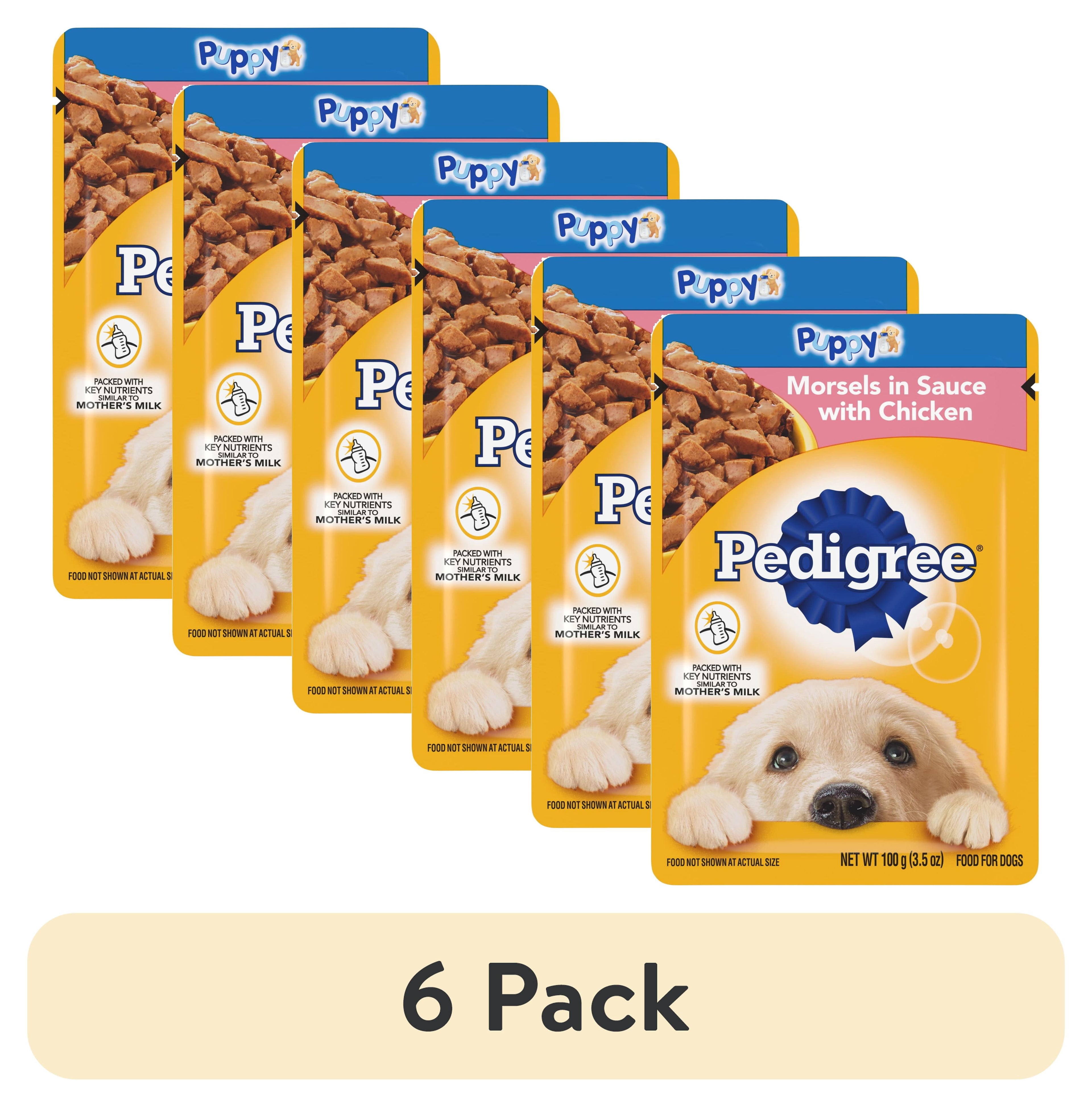 Pedigree Puppy Food Morsels in Sauce - Wet Dog Food, Chicken Flavor, 3.5 oz. Pouches - 6-Pack