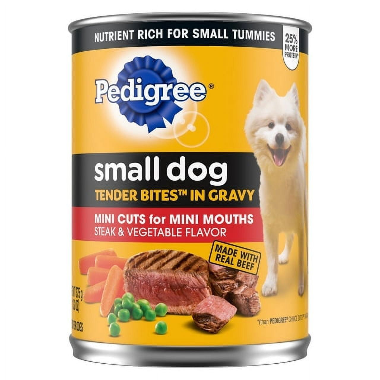 Pedigree Small Dog Tender Bites In Gravy Wet Dog Food - Steak & Vegetable Flavor, (12) 13.2 oz Cans - 6-Pack