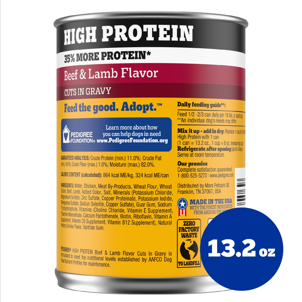 Pedigree High Protein Beef & Lamb flavor In Gravy Adult Soft Wet Dog Food - (12) 13.2 oz Cans