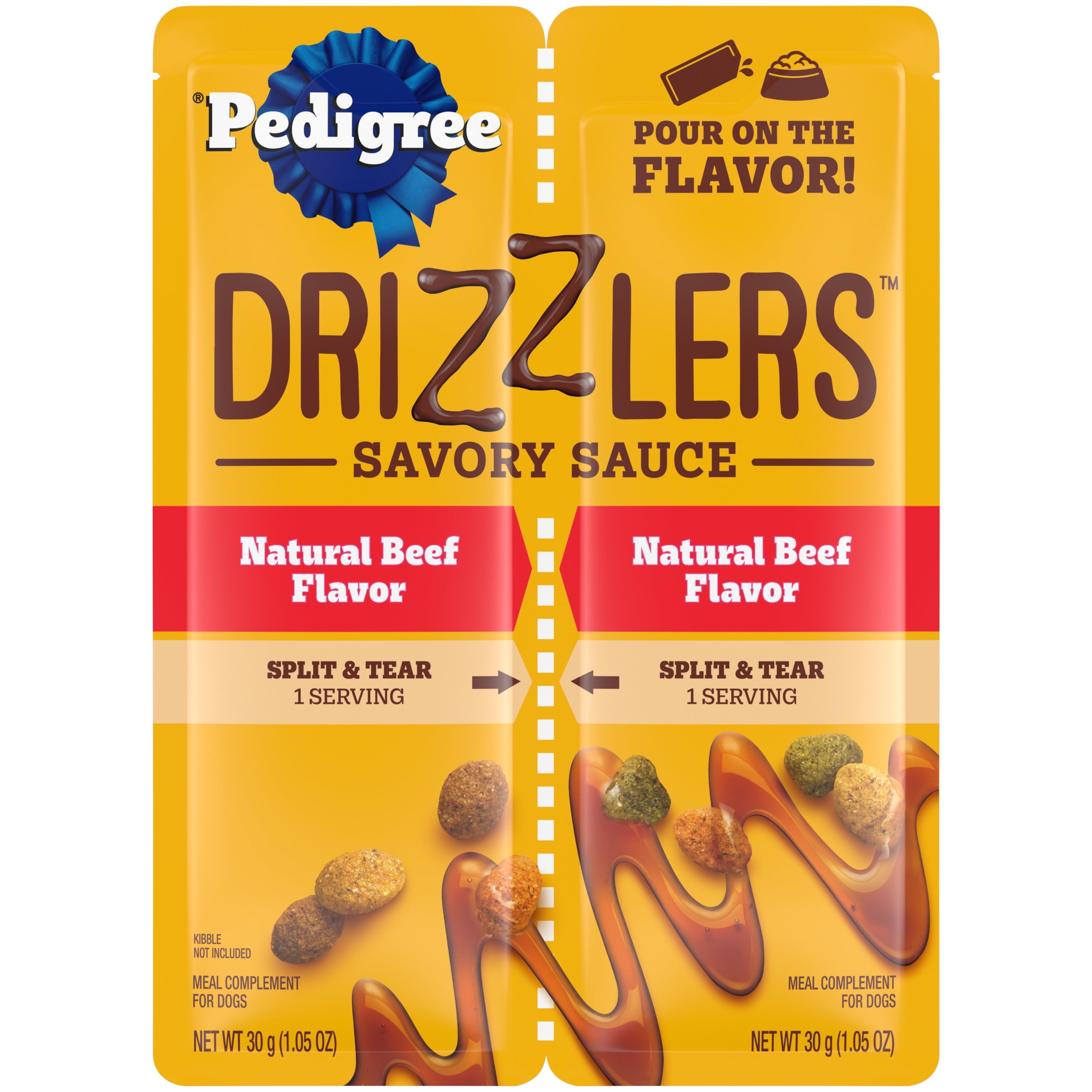 Pedigree Drizzlers Savory Sauce Natural Beef Flavor - 60g Twin Pouch (1 Count, 2 Servings Total)