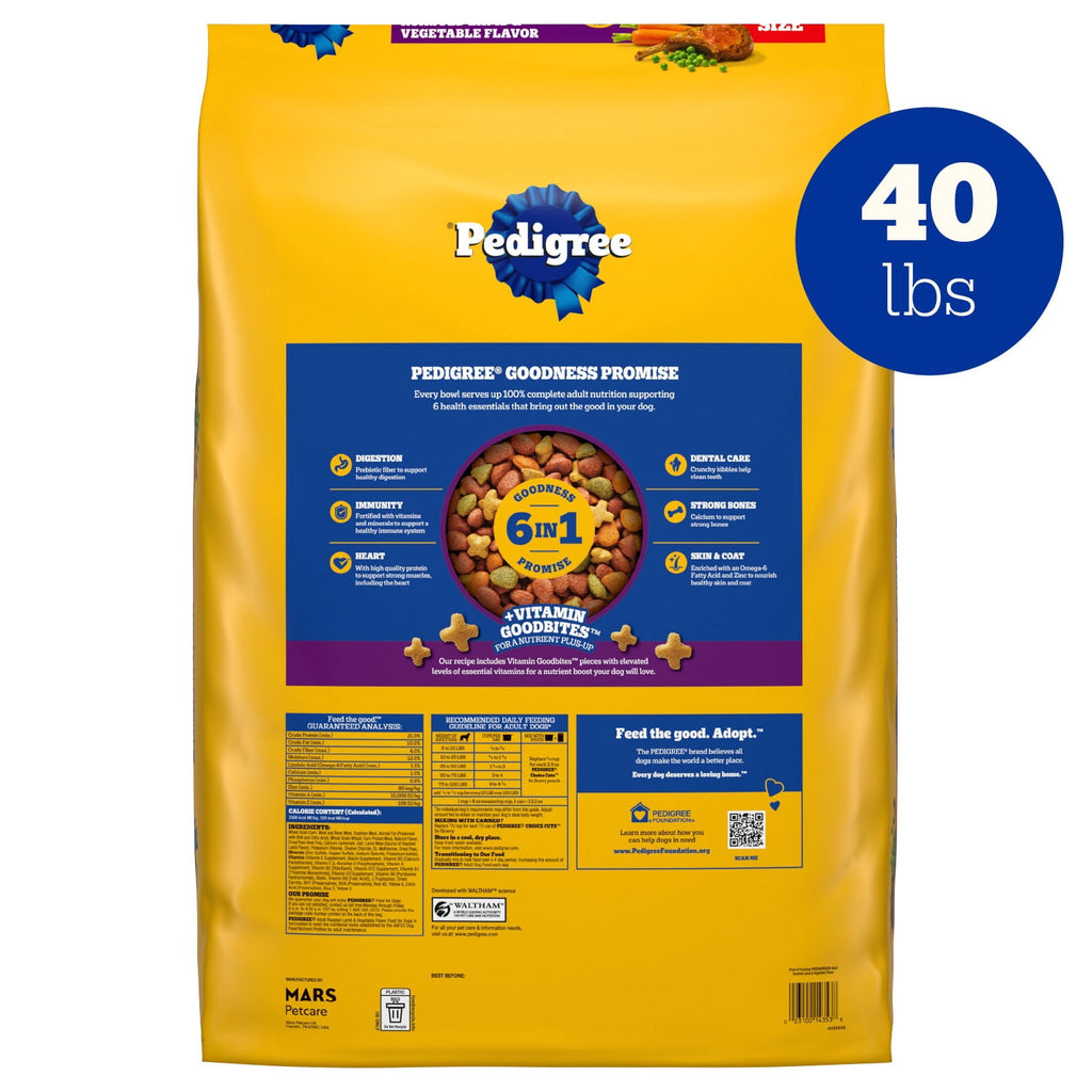 Pedigree High Protein Roasted Lamb & Vegetable Flavor Adult Dry Dog Food - 40 lb Bag