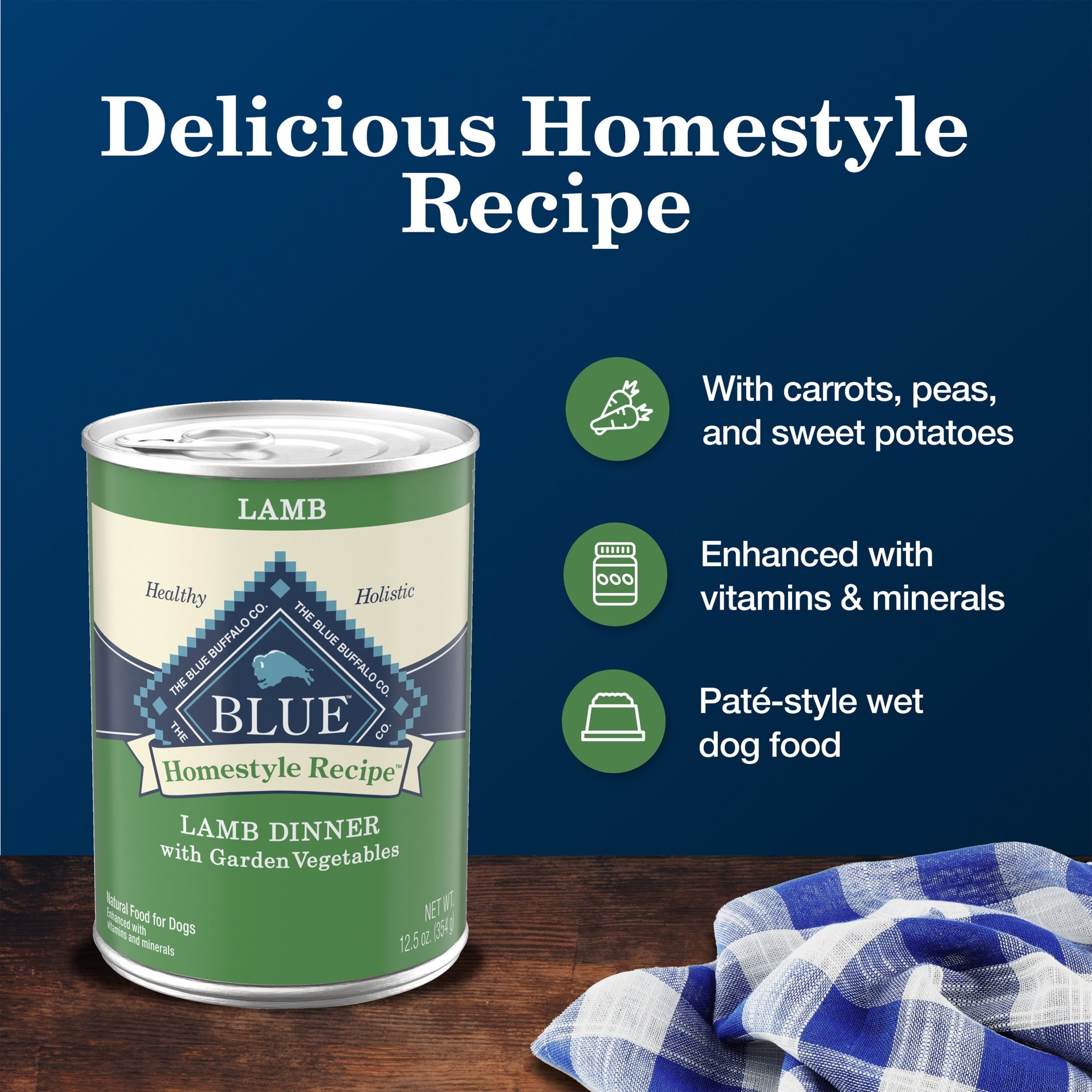 Blue Buffalo Homestyle Recipe Adult Wet Dog Food - Lamb Dinner, 12.5-oz. Can - 12-Pack