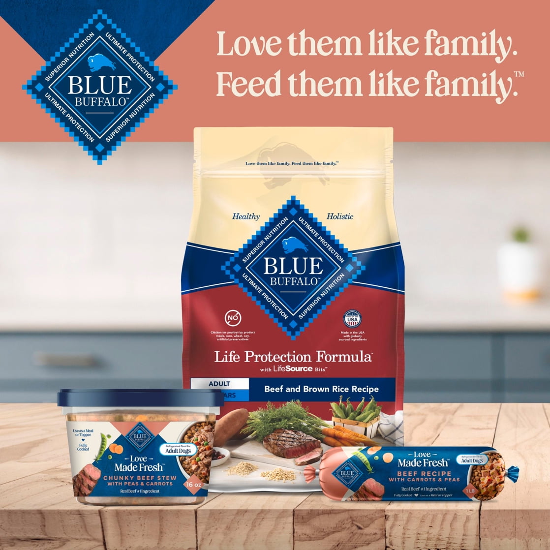 Blue Buffalo Love Made Fresh Dog Food - Refrigerated, Chunky Beef Stew, 1-lb Tub