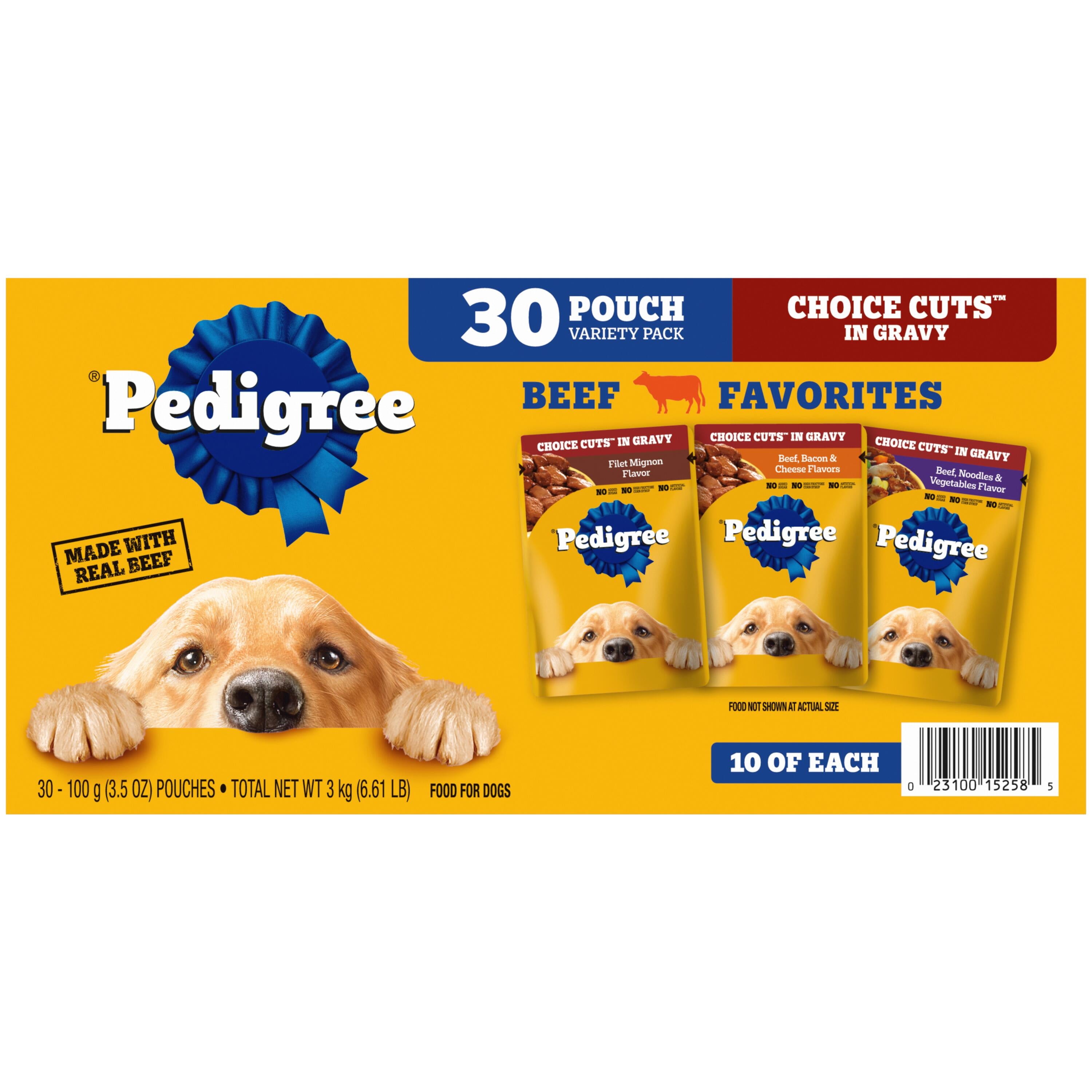 PEDIGREE Pouch - 30 Count Multi-pack Beef CIG (Filet Mignon, Beef/Noodle/Veg, Beef/Bacon/Cheese)