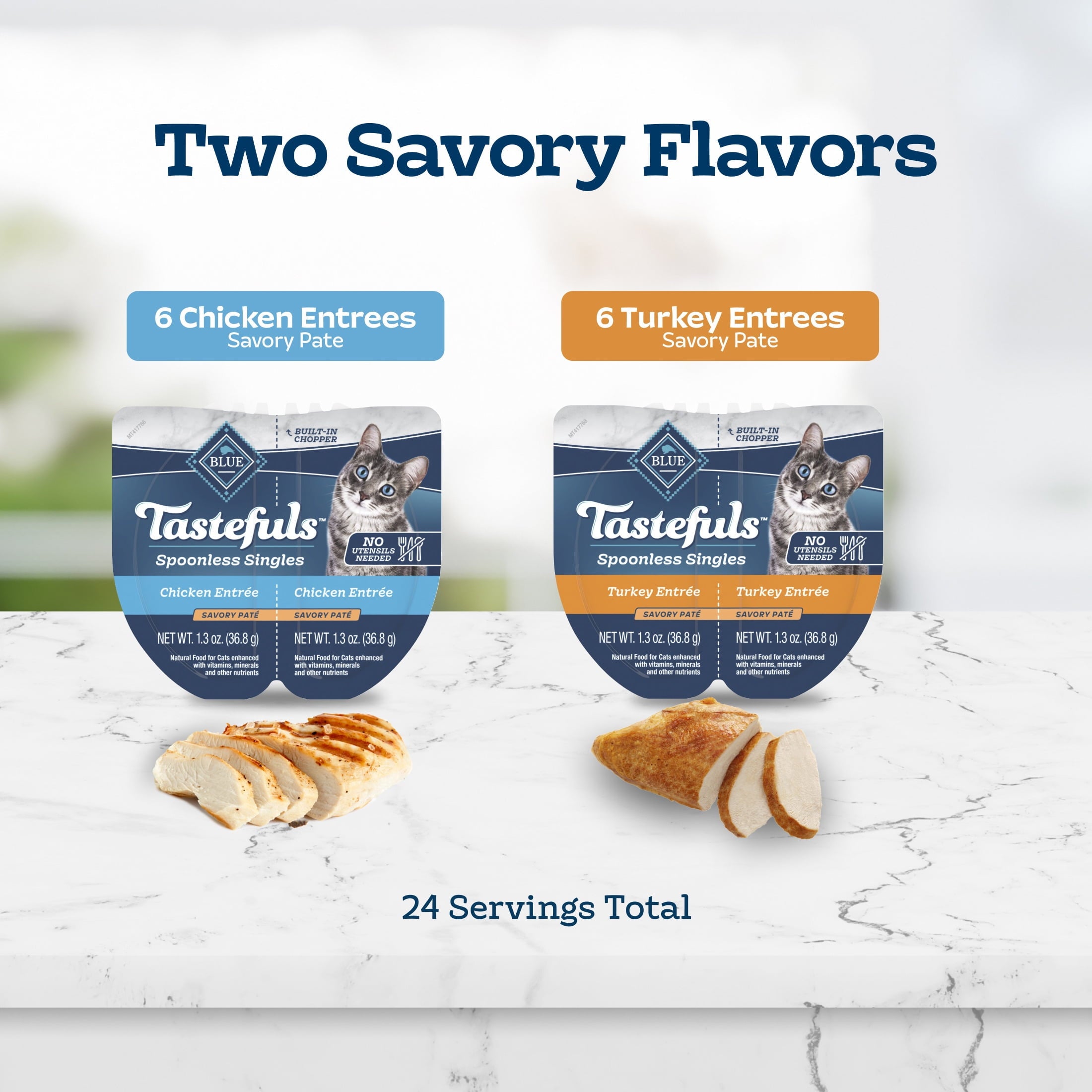 Blue Buffalo Tastefuls Spoonless Wet Cat Food Paté - 2.6-oz. Twin Packs, Chicken & Turkey (12 Count.) - 2-Pack