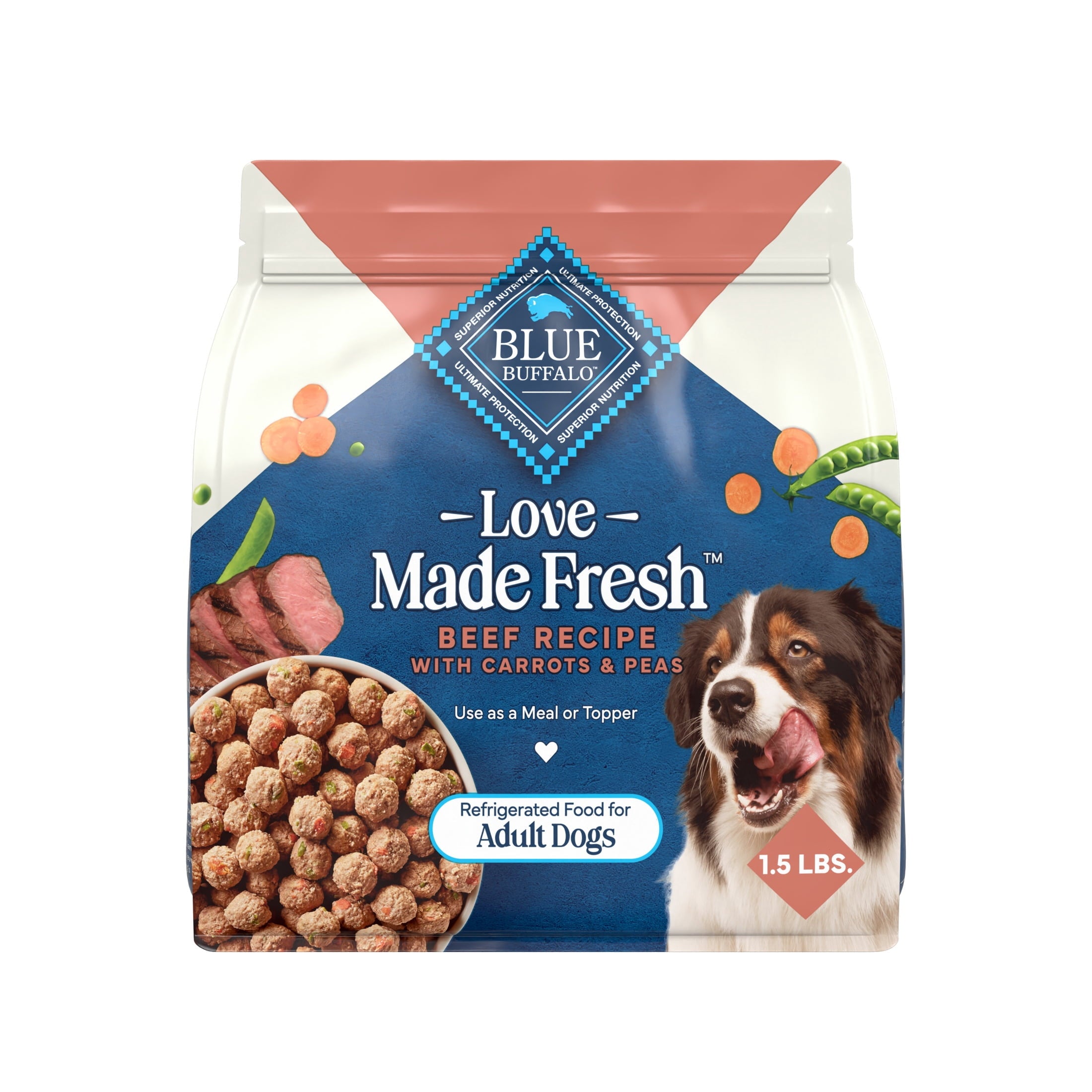 Blue Buffalo Love Made Fresh Dog Food - Refrigerated, Beef Meatball 1.5lb Pouch - 3-Pack