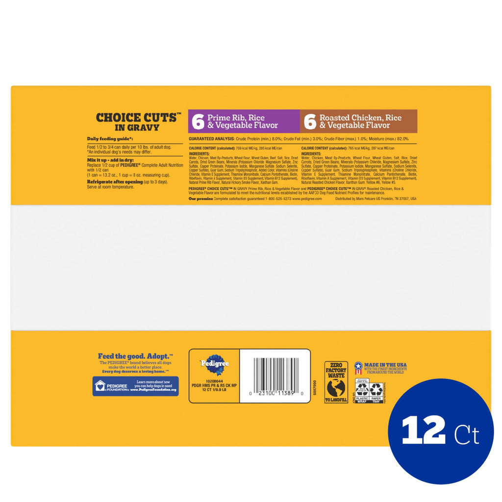 Pedigree Choice Cuts In Gravy Adult Soft Wet Dog Food Prime Rib Multipack - 13.2 Oz Cans 12 Pack - 4-Pack