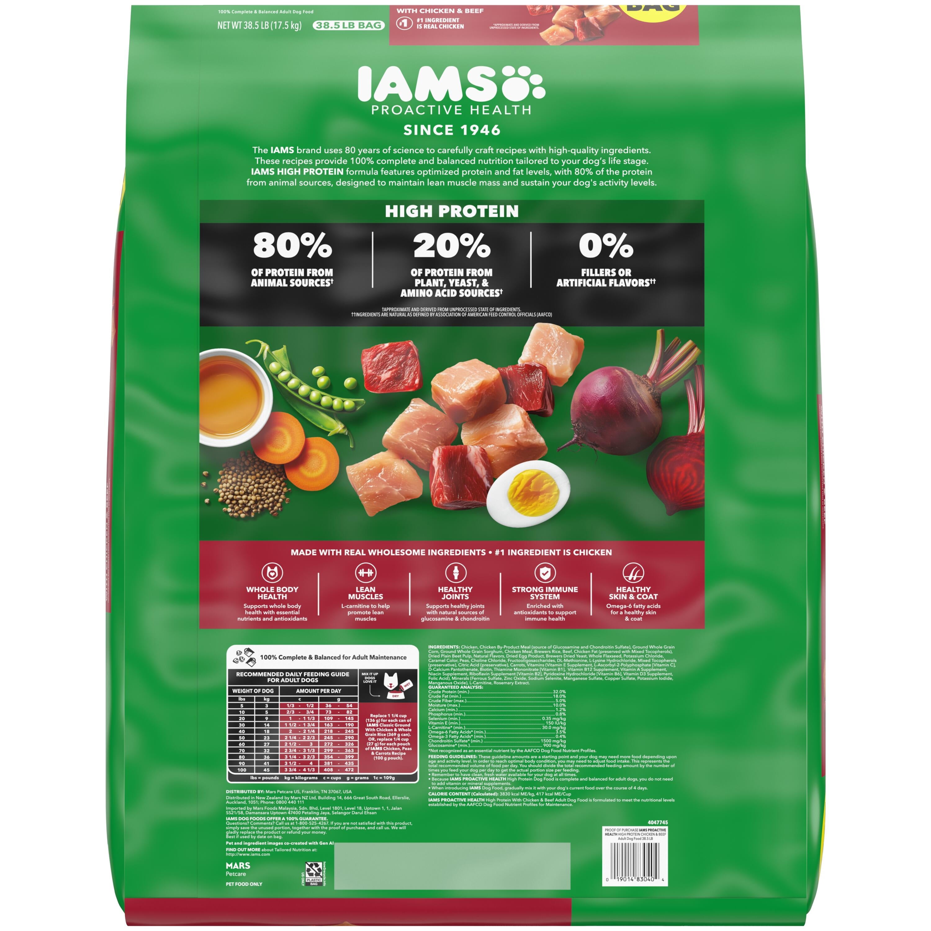 IAMS Proactive Health High Protein Dry Dog Food With Chicken & Beef - 38.5lb Bag