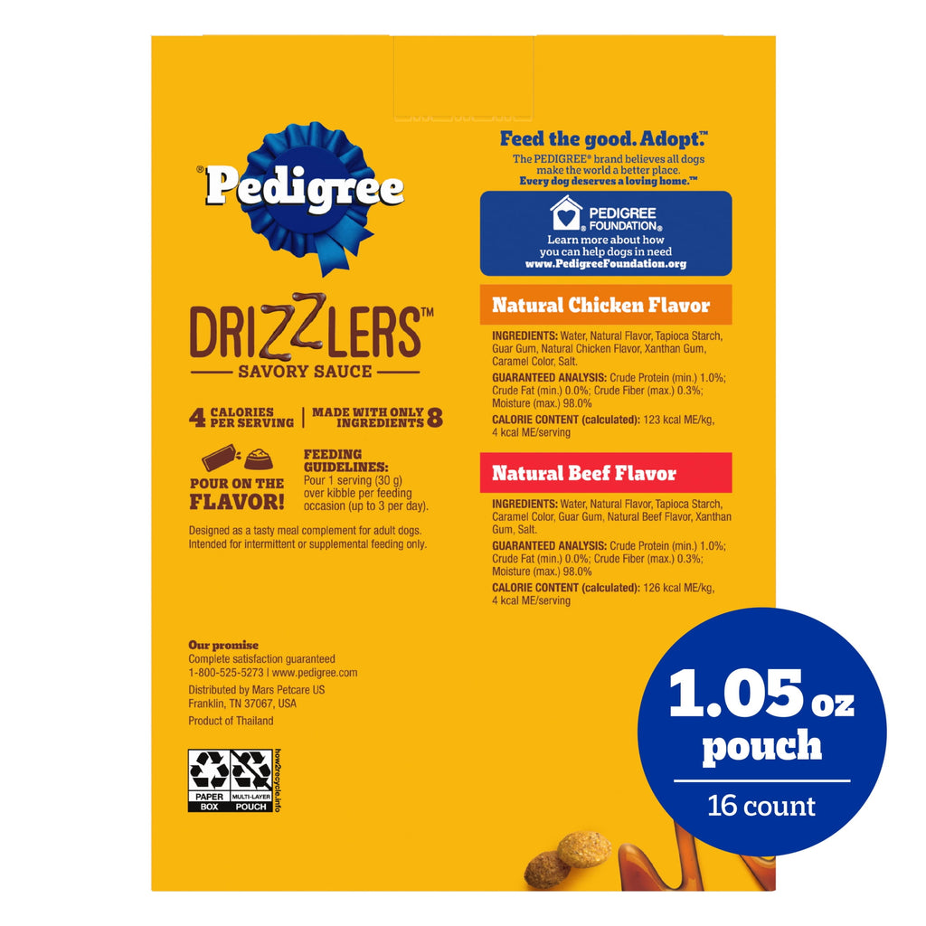 Pedigree Drizzlers Savory Sauce Multipack Wet Dog - 2.1 oz Twin Pouches, 16-Pack