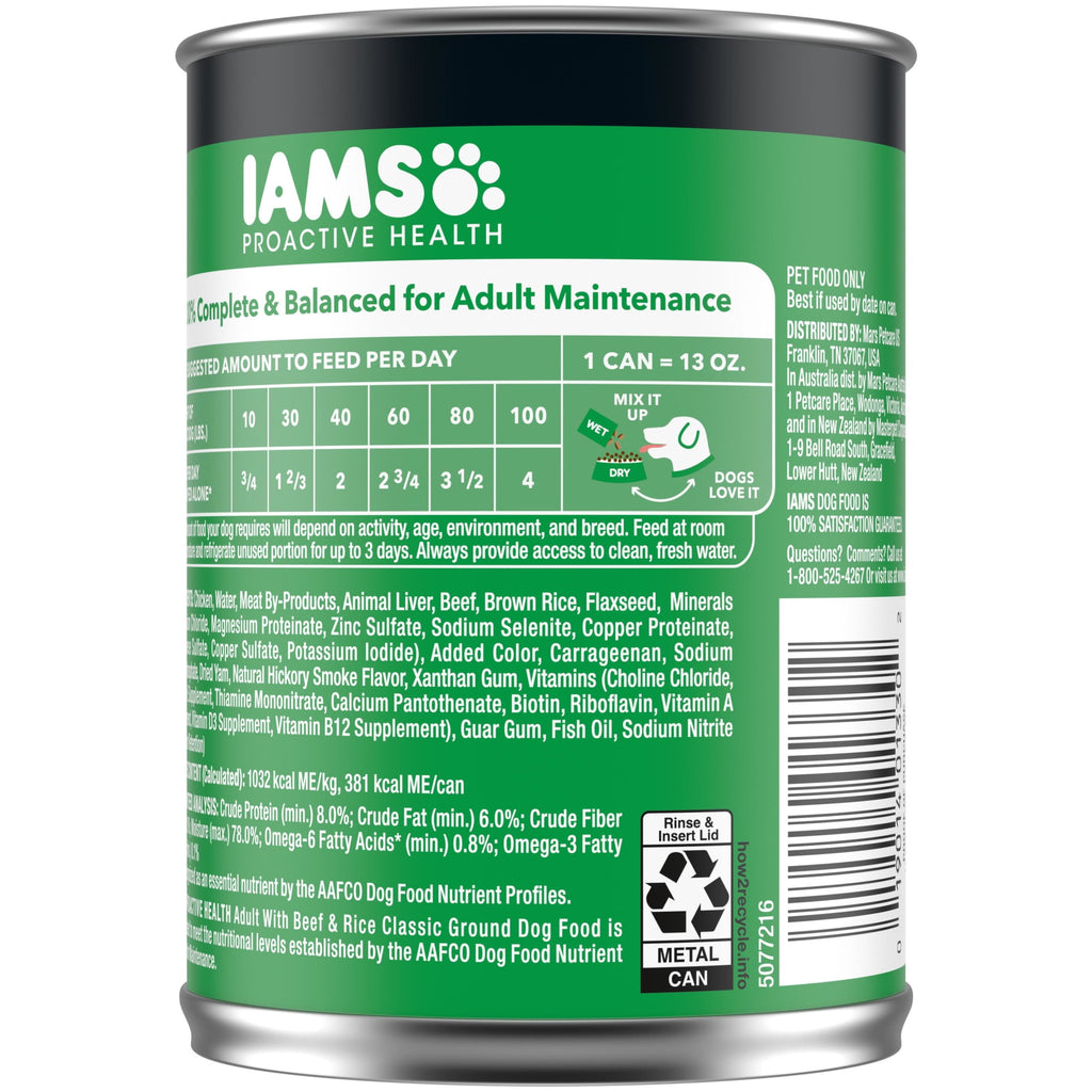 Iams Proactive Health Classic Ground Chicken With Beef And Whole Grain Rice - 13 Oz Can
