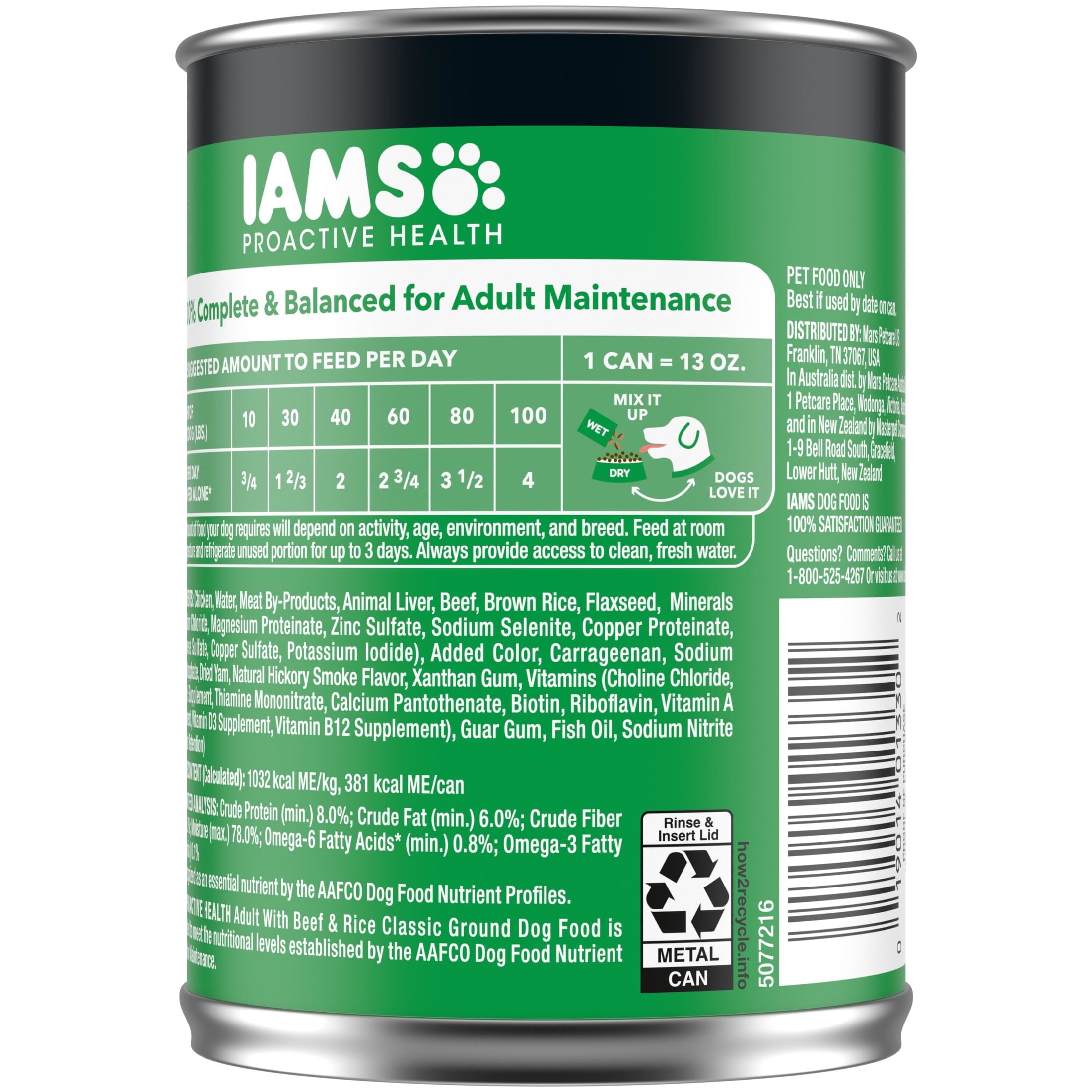 Iams Proactive Health Classic Ground Chicken With Beef And Whole Grain Rice - 13 Oz Can