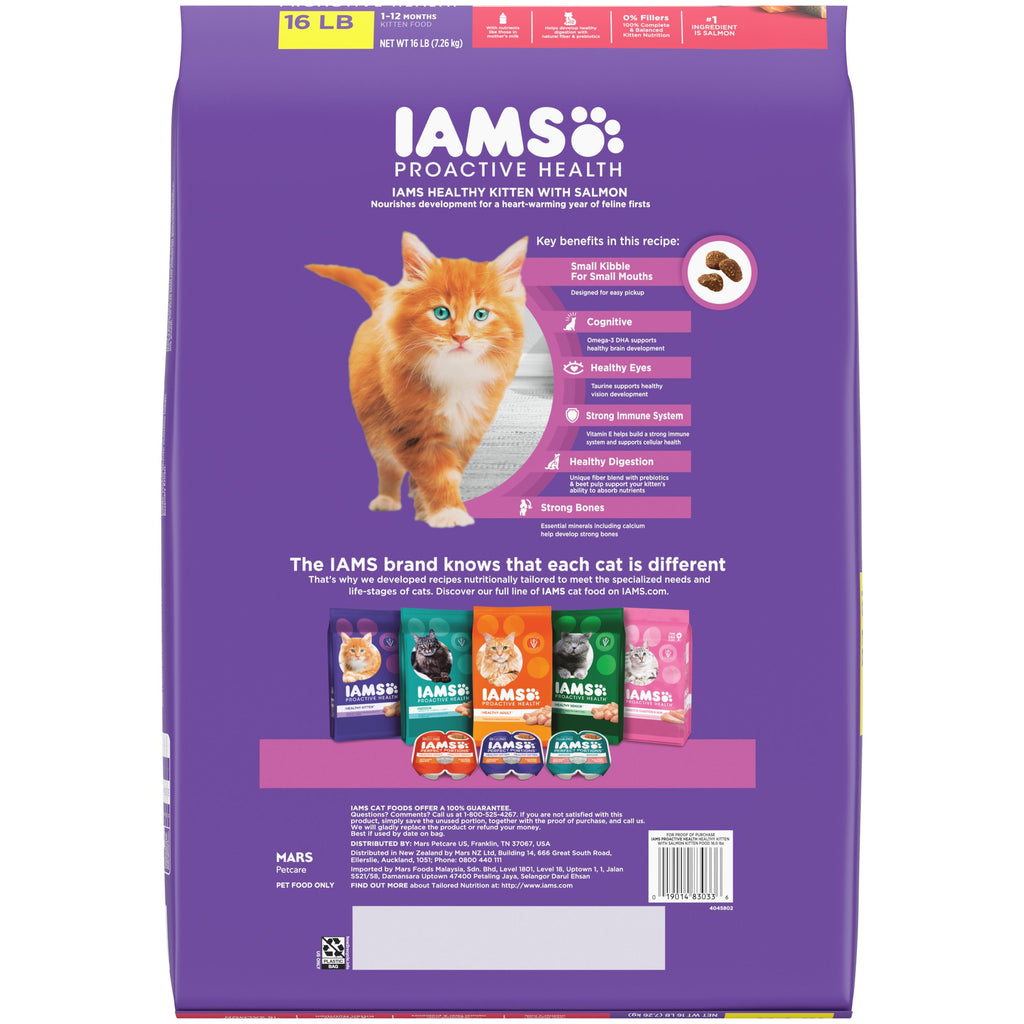 IAMS Proactive Health 1-12 Months Healthy Kitten with Salmon Kitten Food 16 lb