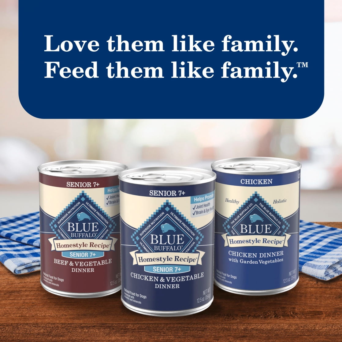 Blue Buffalo Homestyle Senior Beef and Chicken Wet Dog Food Variety 6 Pack - 12.5 oz Cans