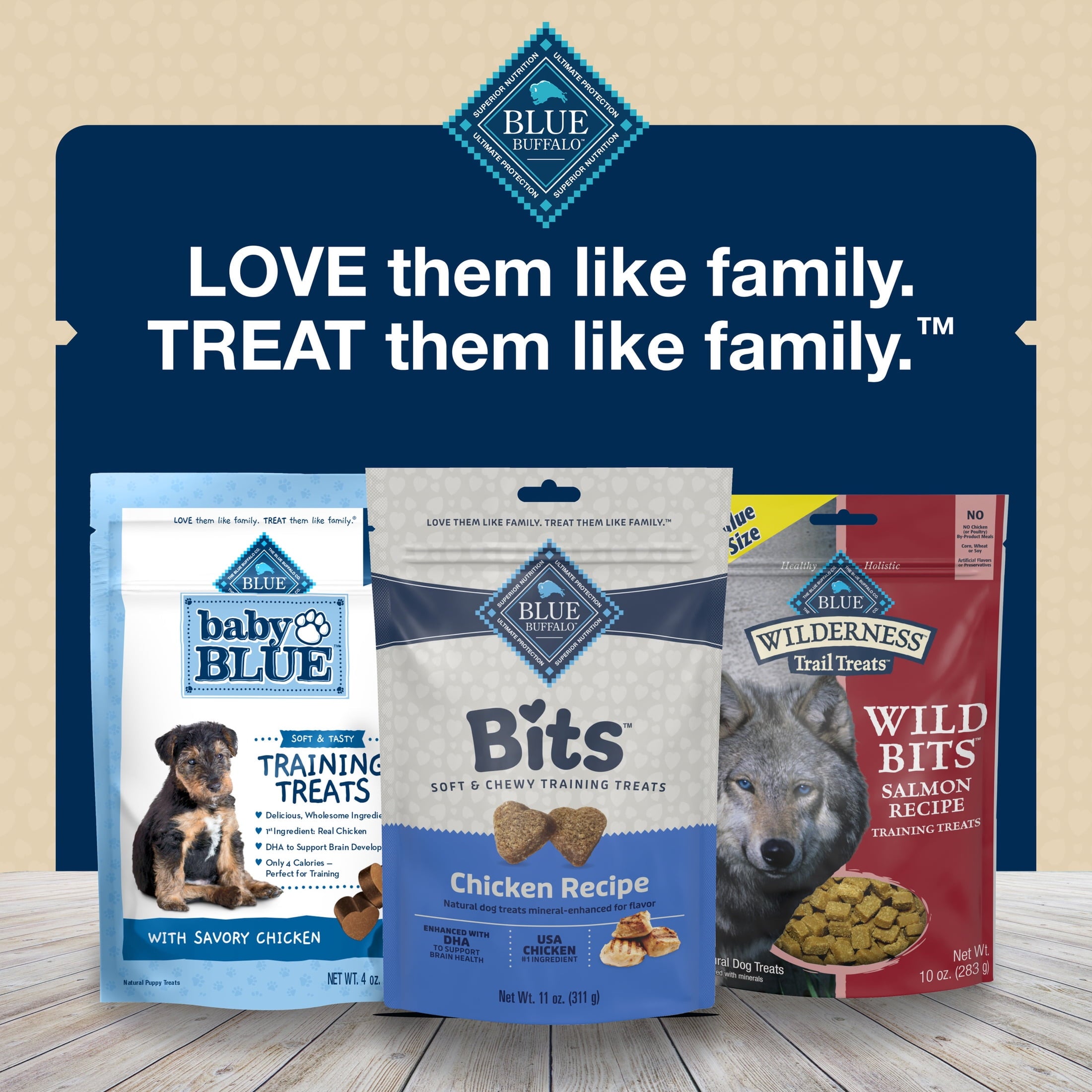Blue Buffalo Bits Soft Dog Treats for Training - Enhanced with DHA, 11-oz. Bag