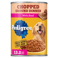 Pedigree Chopped Ground Dinner Wet Dog Food With Beef - Canned Dog Food, 13.2 oz. Cans, 12 Count - 12-Pack