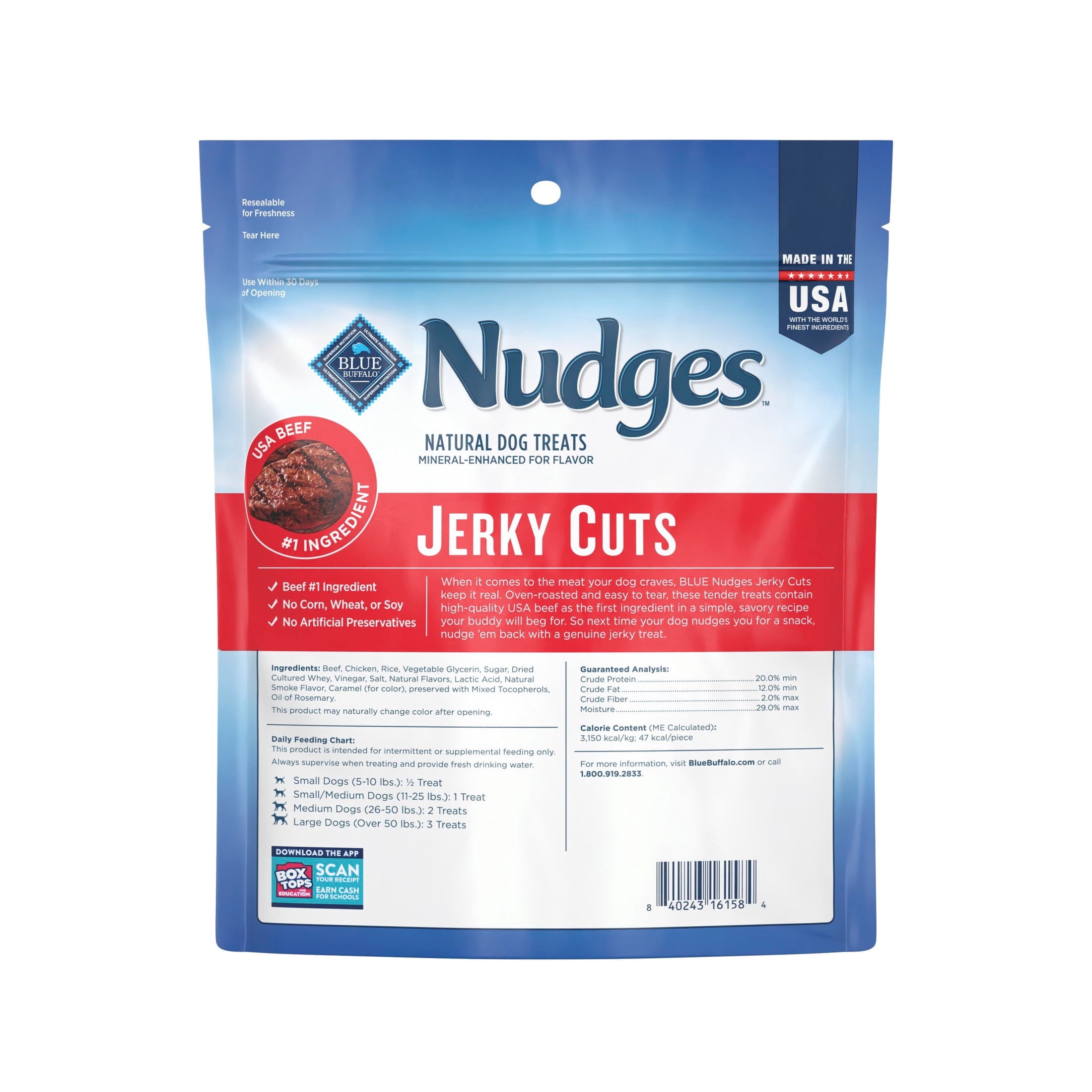 Blue Buffalo Nudges Jerky Cuts - Natural Dog Treats, Steak Jerky, 28oz Bag