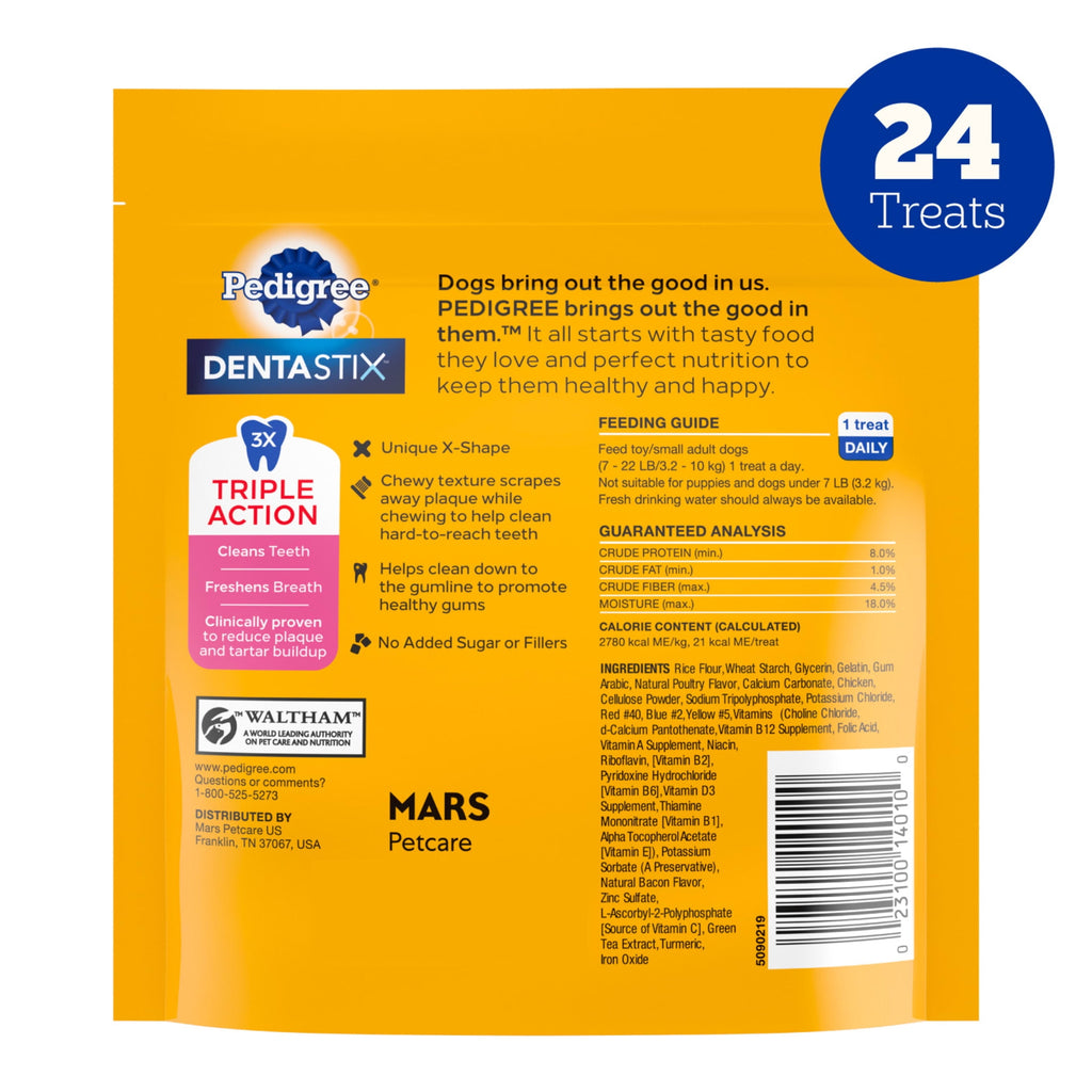 Pedigree Dentastix Dental Chews for Dogs - Small and Toy Breed, Bacon & Chicken Flavors, 5 oz. Bag