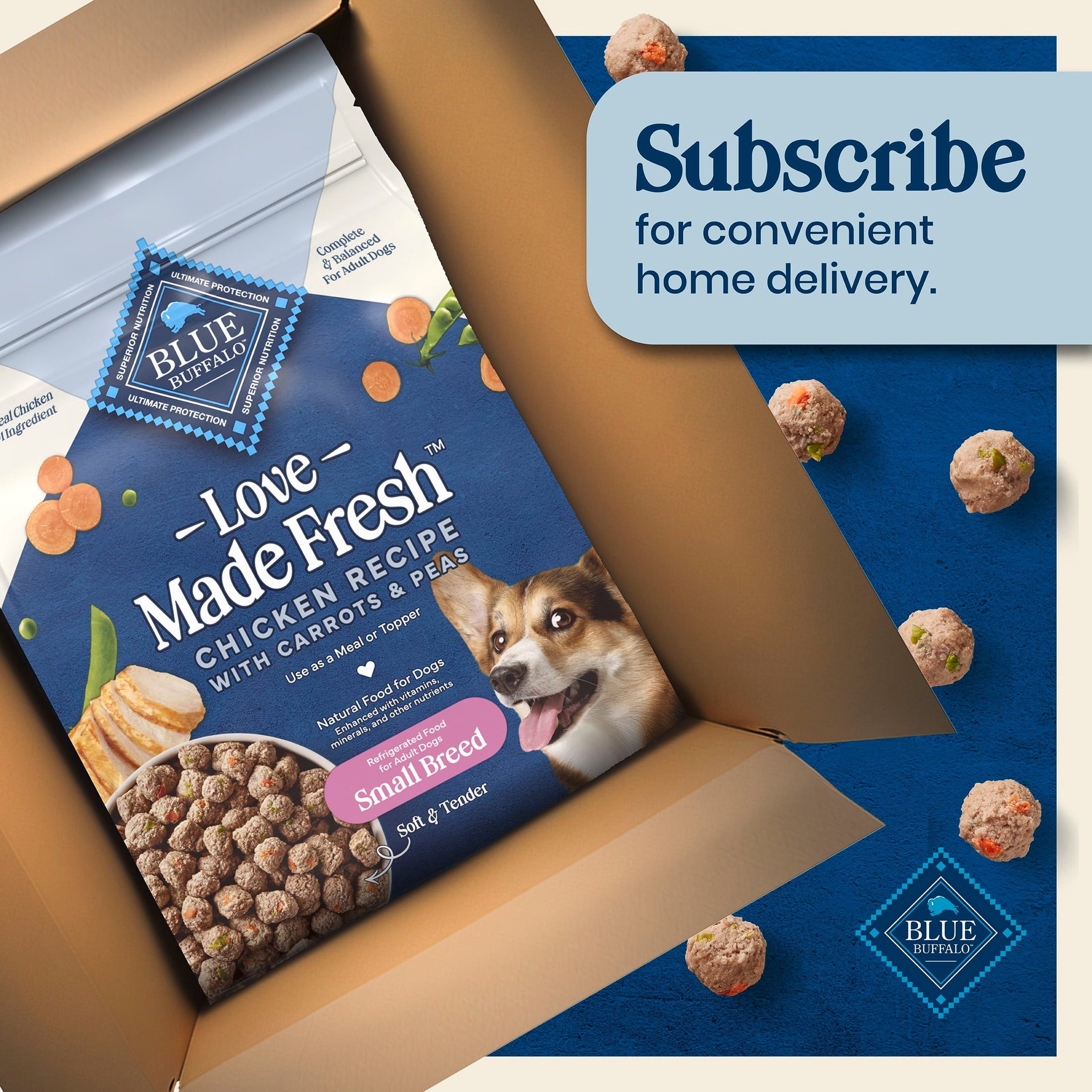 Blue Buffalo Love Made Fresh Small Breed Dog Food Refrigerated - Chicken Meatball 1lb Pouch
