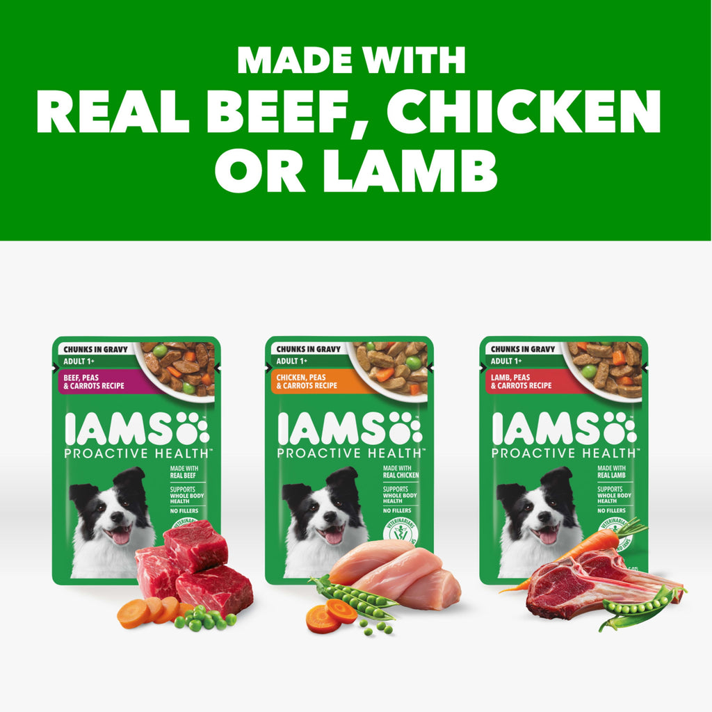IAMS Proactive Health Core Pouch - 18 Count (6 x Chicken - 6 x Beef, 6 x Lamb)