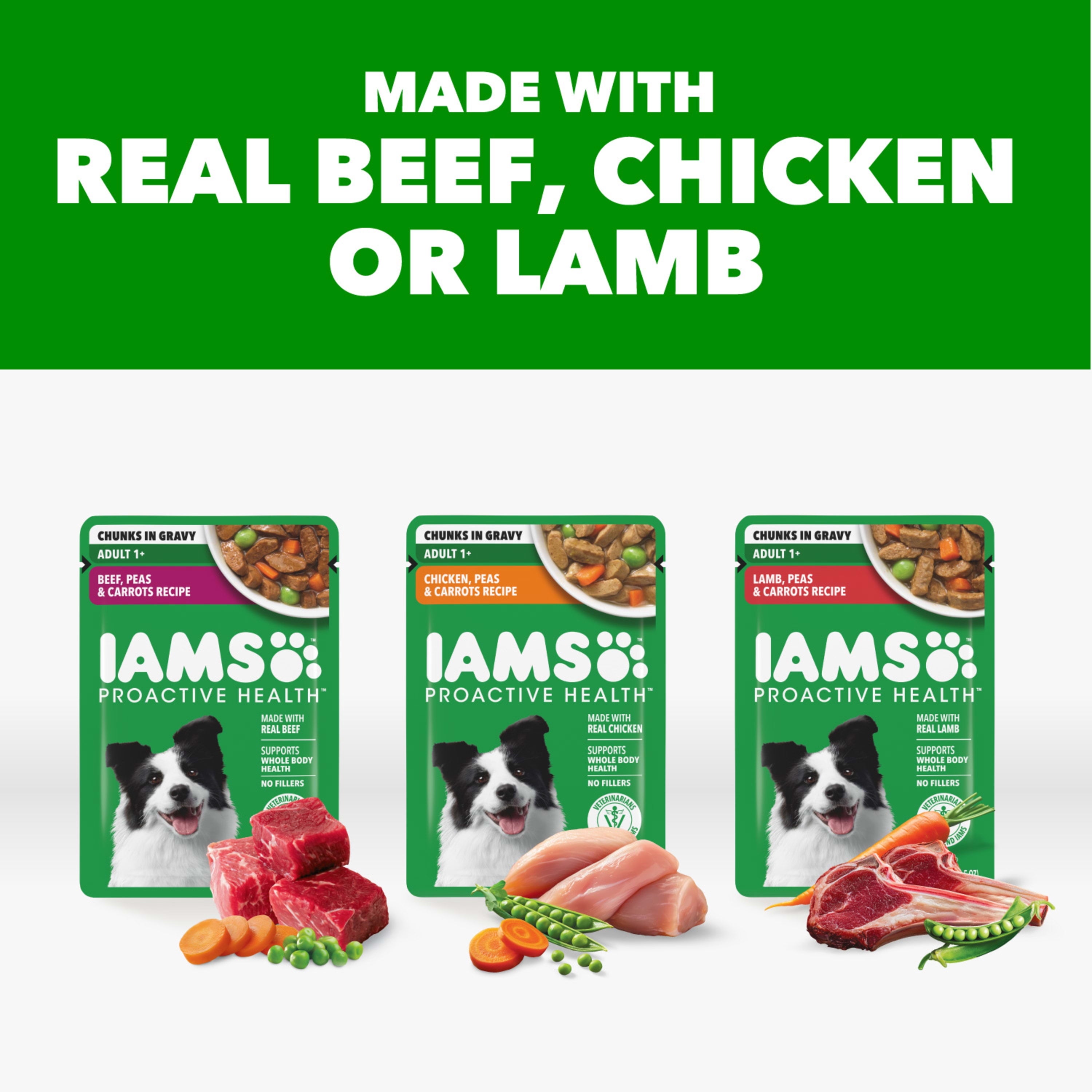 IAMS Proactive Health Core Pouch - 18 Count (6 x Chicken - 6 x Beef, 6 x Lamb)