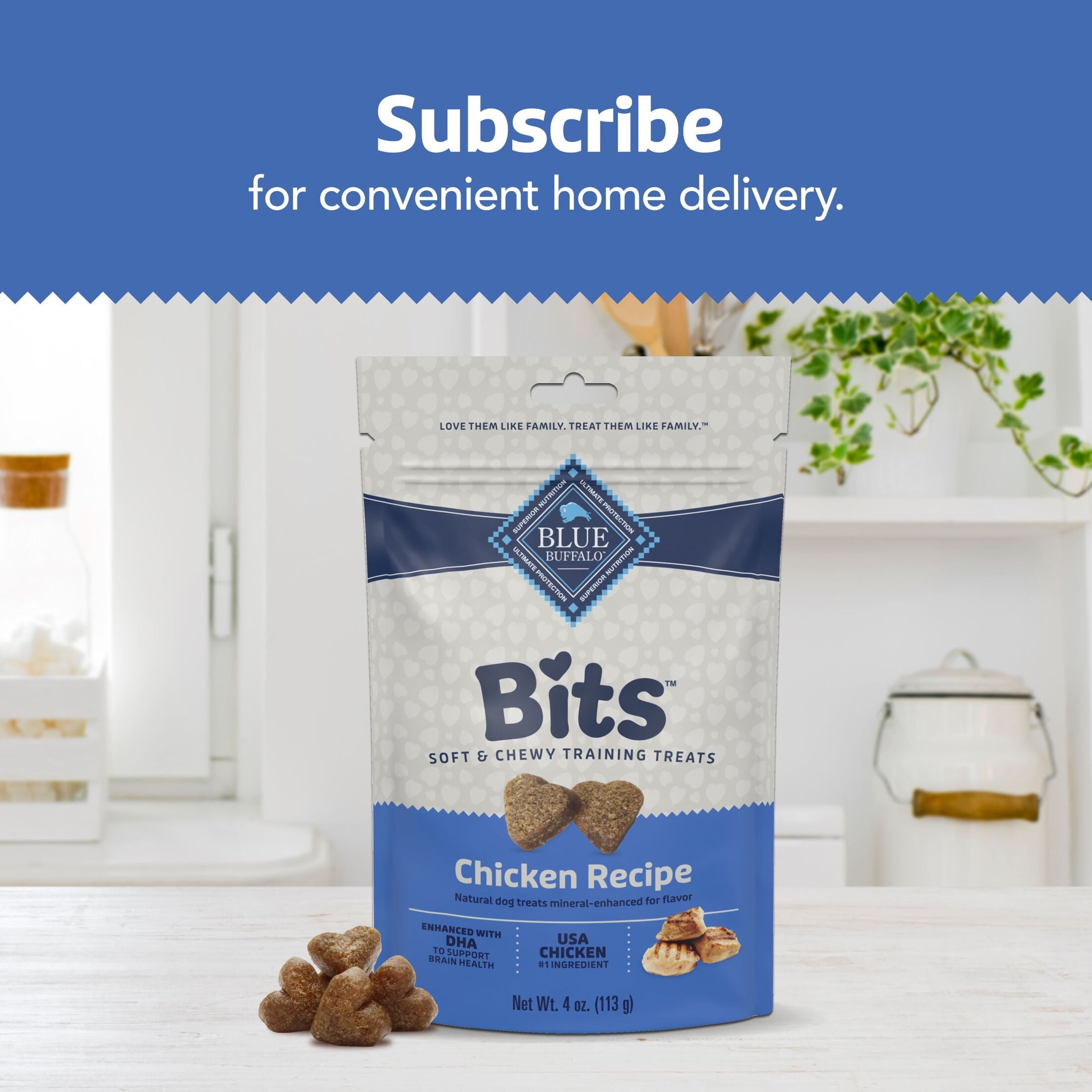 Blue Buffalo Bits Soft Dog Treats for Training - Enhanced with DHA, 4-oz. Bag - 4-Pack