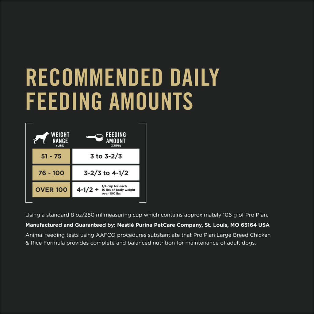 Purina Pro Plan Dry Dog Food for Large Adult Dogs High Protein - Real Chicken & Rice, 34 lb Bag
