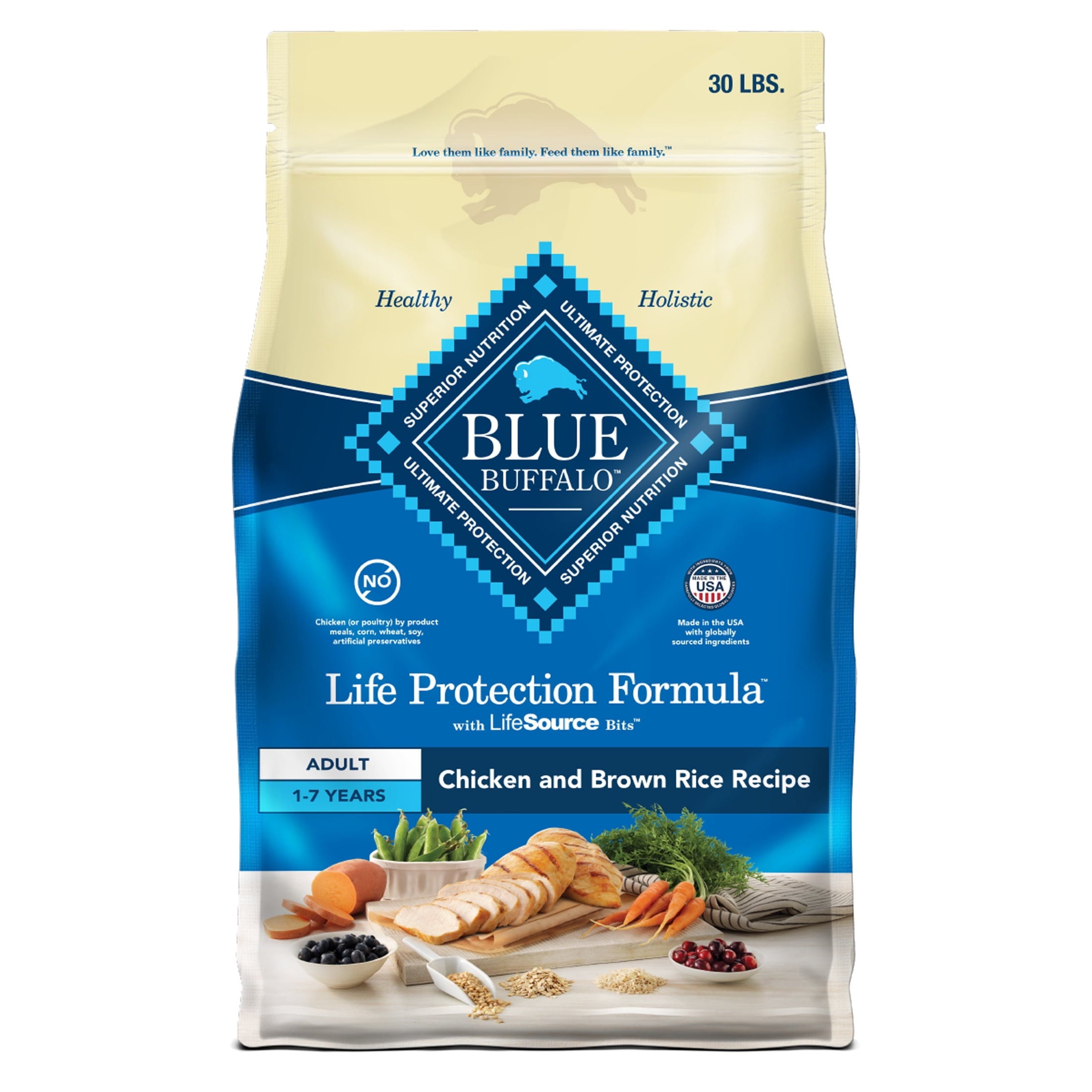 Blue Buffalo Life Protection Formula Adult Dry Dog Food - Chicken & Brown Rice, 30 lbs.