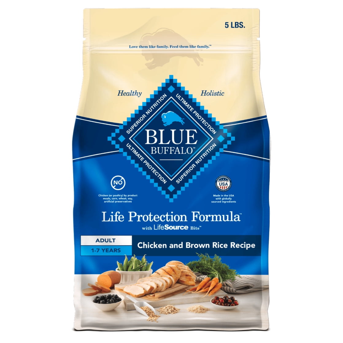 Blue Buffalo Life Protection Formula Adult Dry Dog Food - Chicken & Brown Rice, 5 lbs.