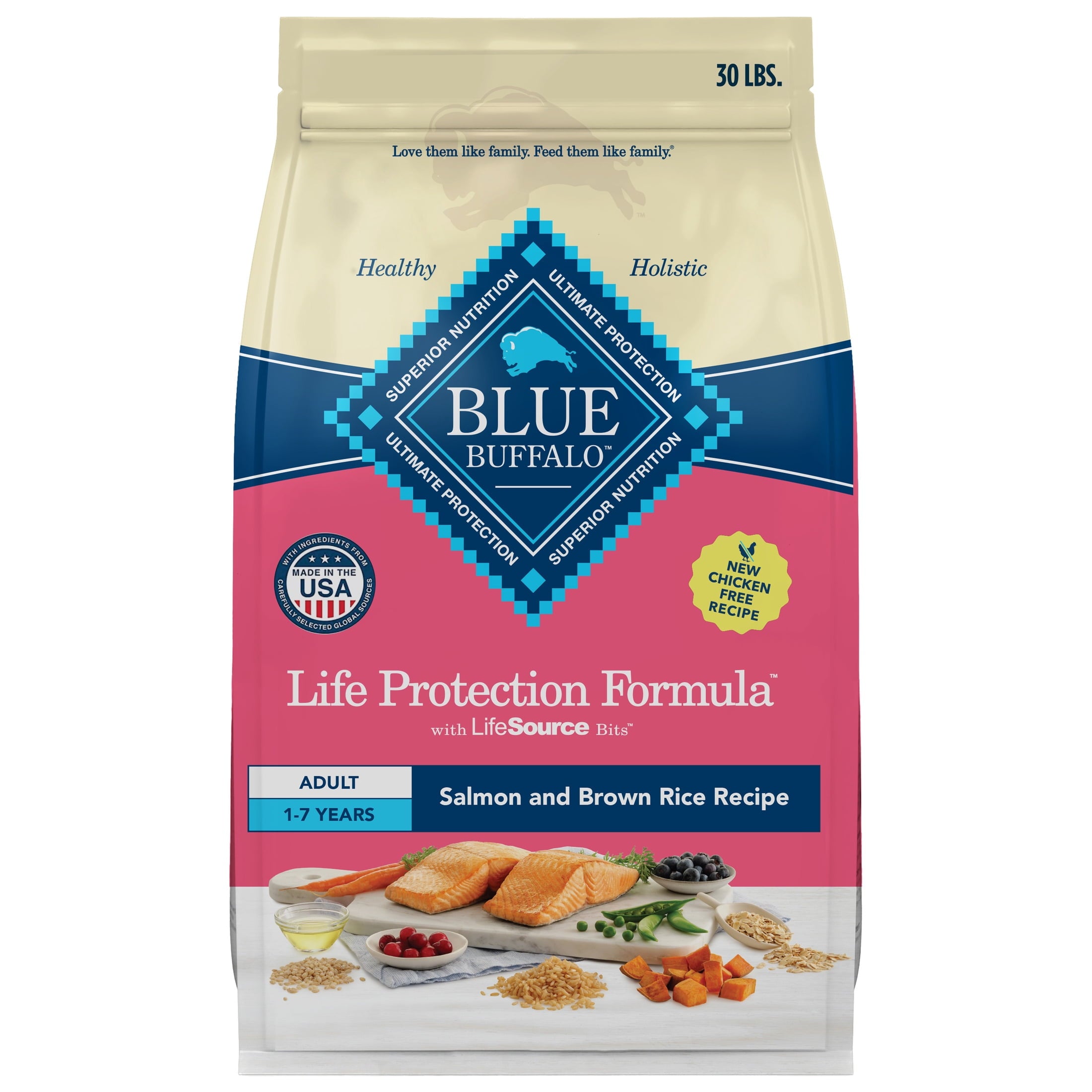 Blue Buffalo Life Protection Formula Adult Dry Dog Food - Salmon, Chicken Free, 30lbs