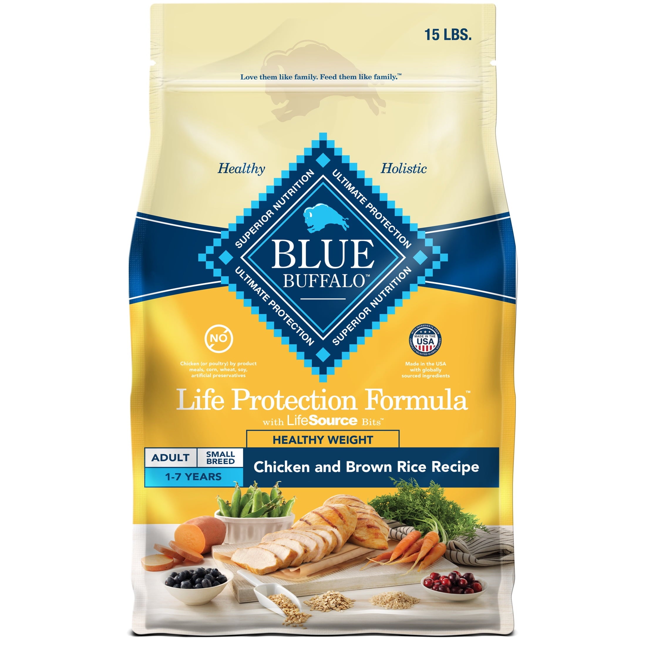 Blue Buffalo Life Protection Formula Adult Small Breed Healthy Weight Dry Dog Food 15 lbs.
