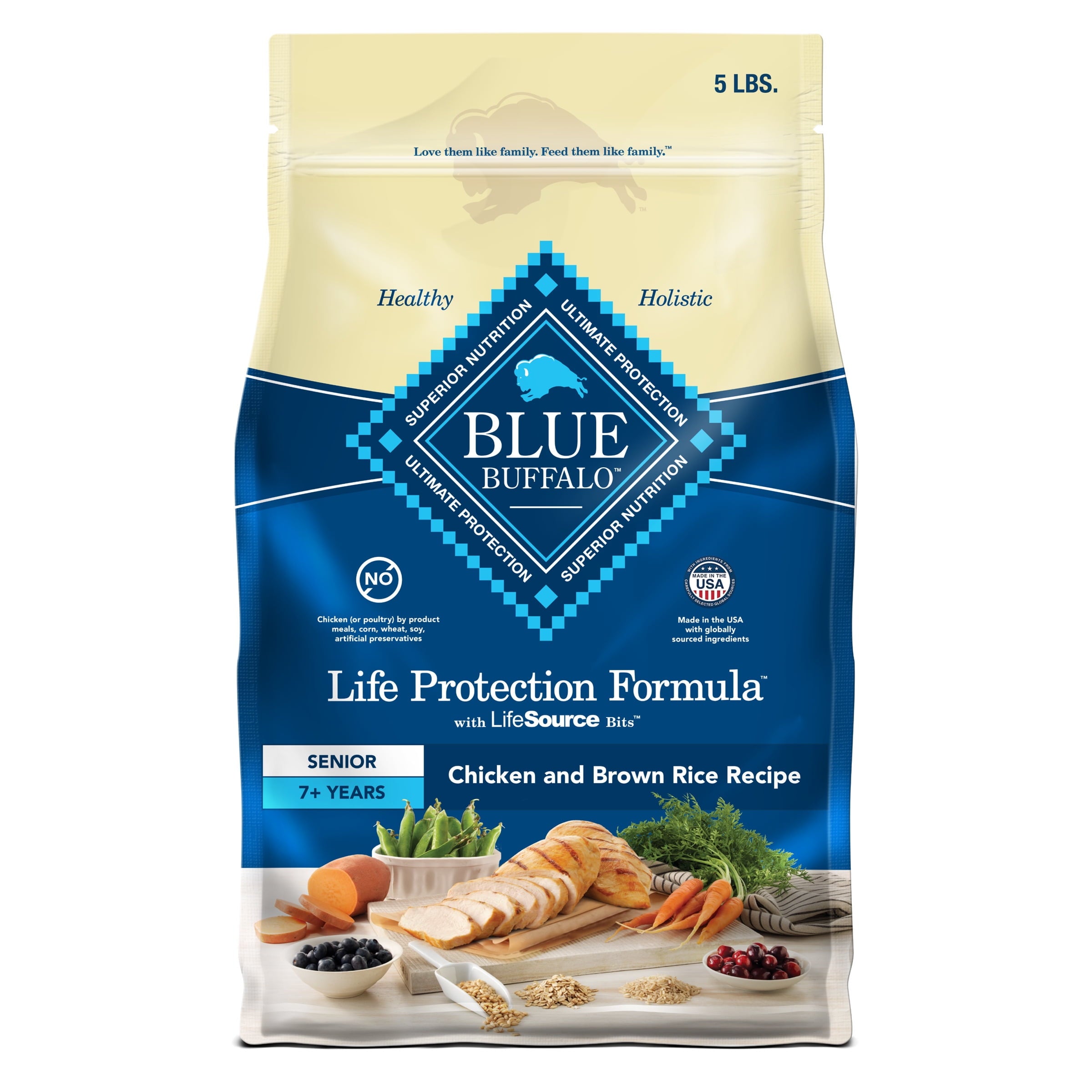 Blue Buffalo Life Protection Formula Senior Dry Dog Food - Chicken & Brown Rice, 5lbs.