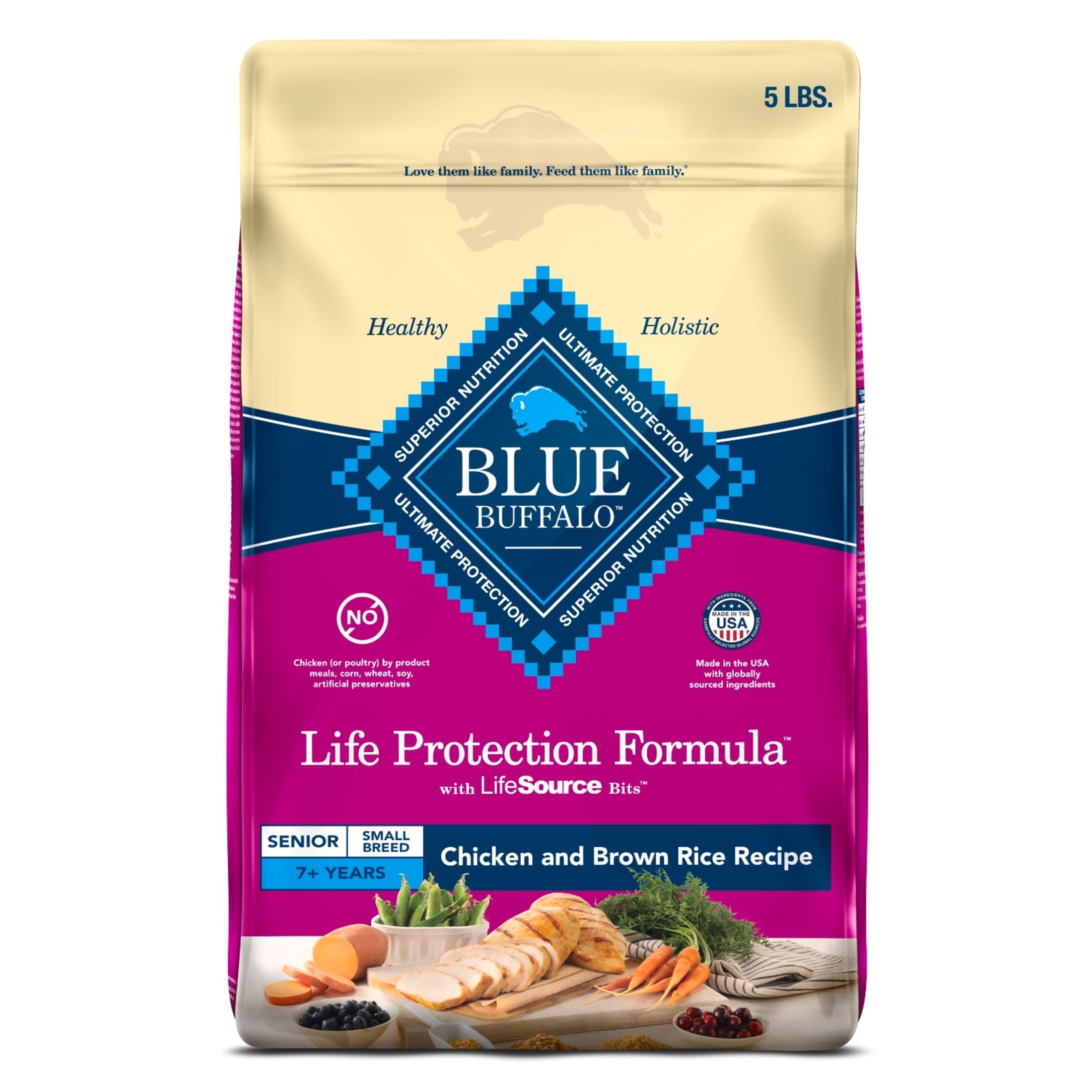 Blue Buffalo Life Protection Formula Small Breed Senior Dry Dog Food - Chicken & Rice, 5lb. Bag