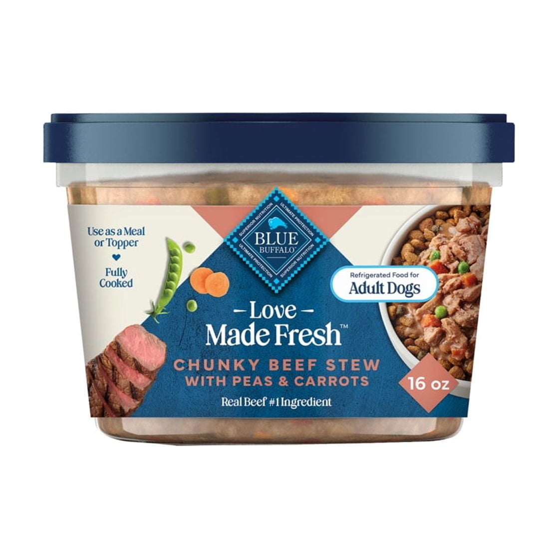 Blue Buffalo Love Made Fresh Dog Food - Refrigerated, Chunky Beef Stew, 1-lb Tub