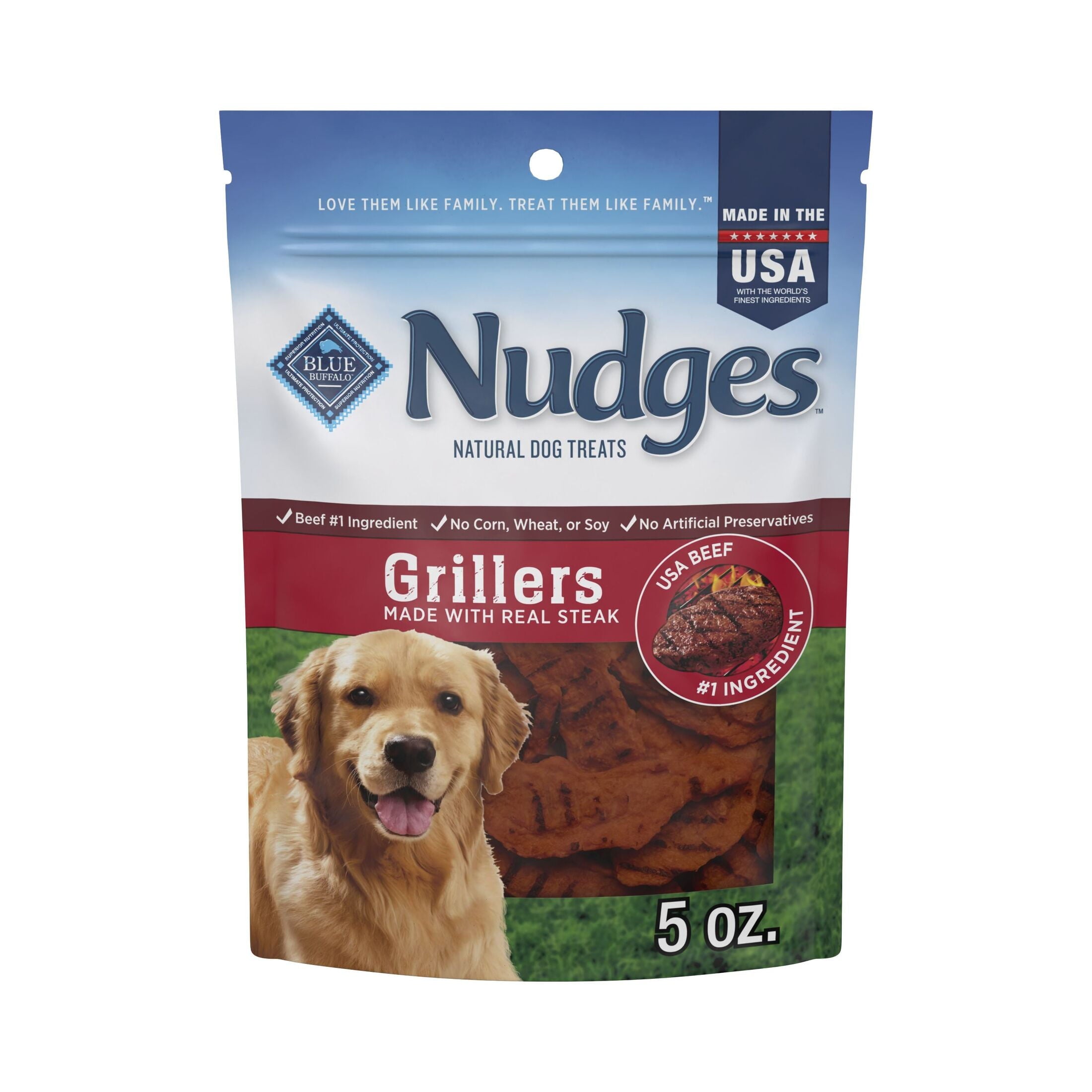 Blue Buffalo Nudges Grillers Natural Dog Treats Made with Real Steak - 5-oz. Bag