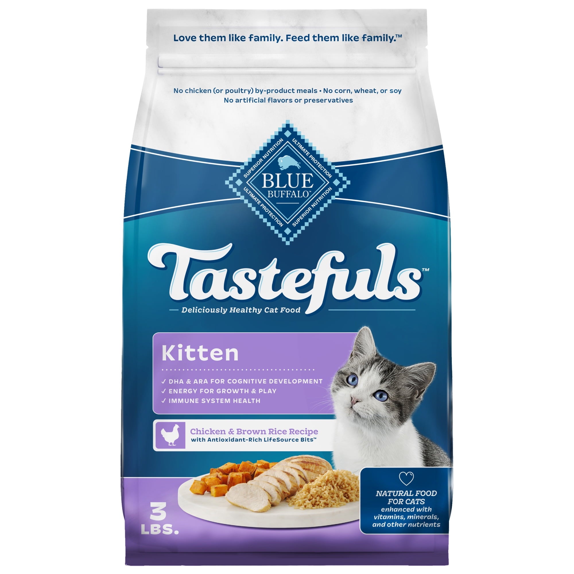 Blue Buffalo Tastefuls Kitten Natural Dry Cat Food - Chicken Recipe, 3-lb. Bag