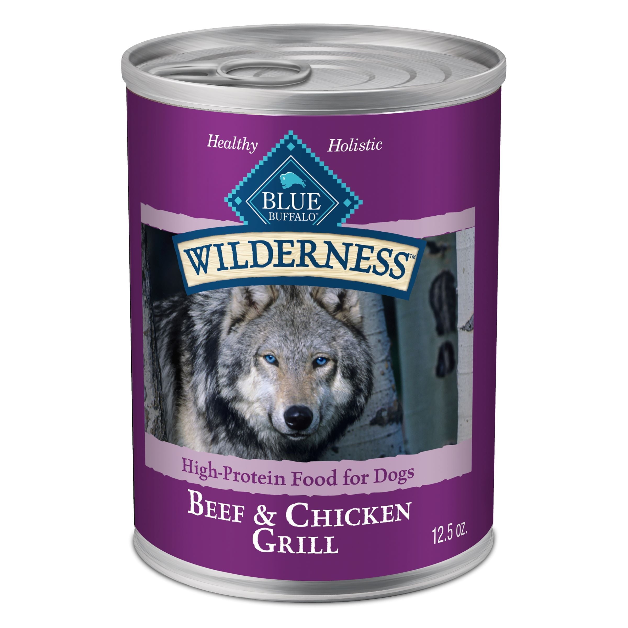 Blue Buffalo Wilderness High Protein Beef and Chicken Wet Dog Food for Adult Dogs - Grain-Free, 12.5 oz. Can