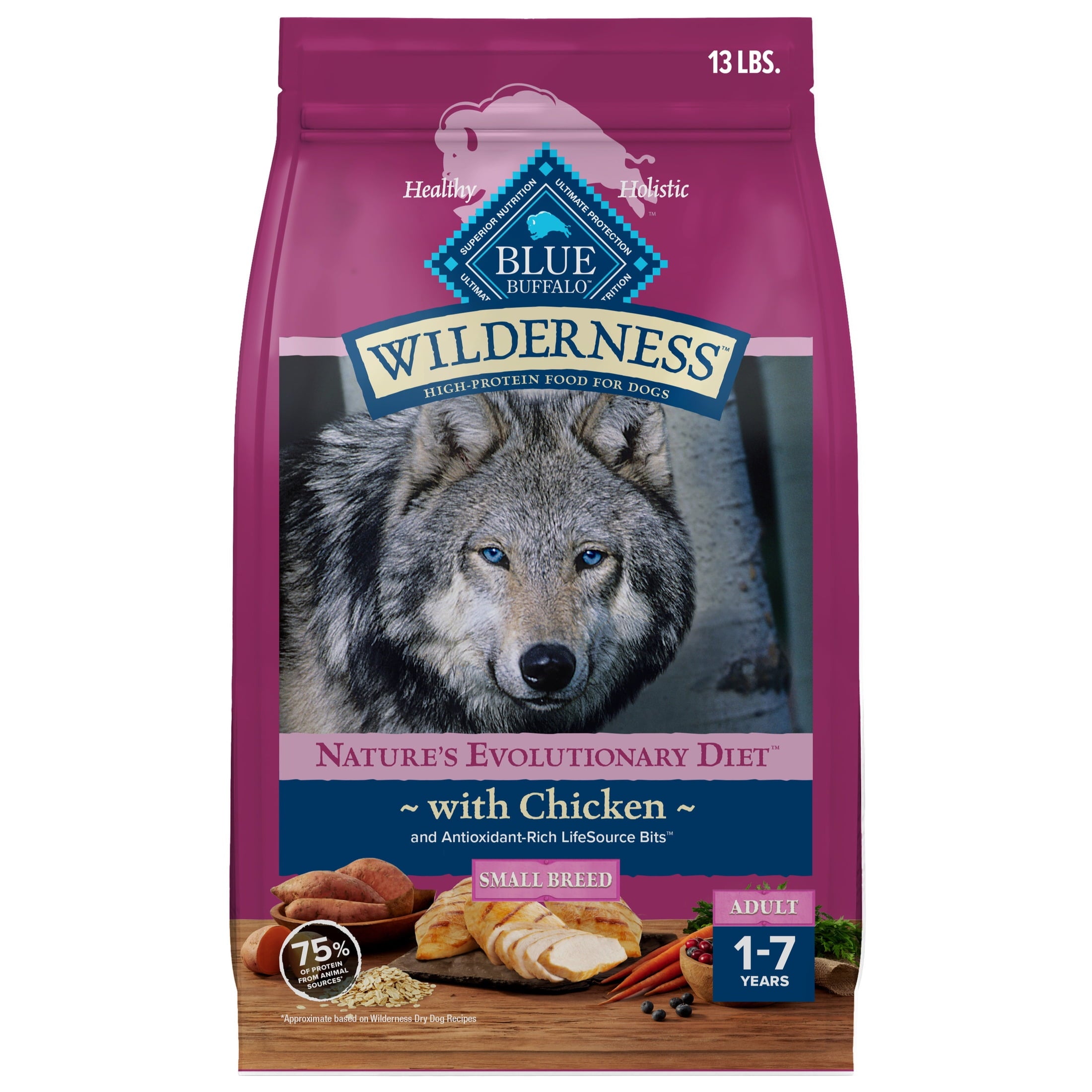 Blue Buffalo Wilderness High-Protein Adult Small Breed Dry Dog Food - Chicken, 13-lb.